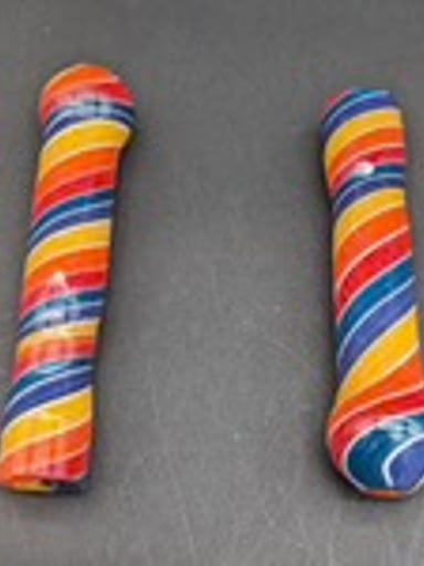 Preview pic of RAINBOW SPIRALS GLASS CHILLUM | 3.5"