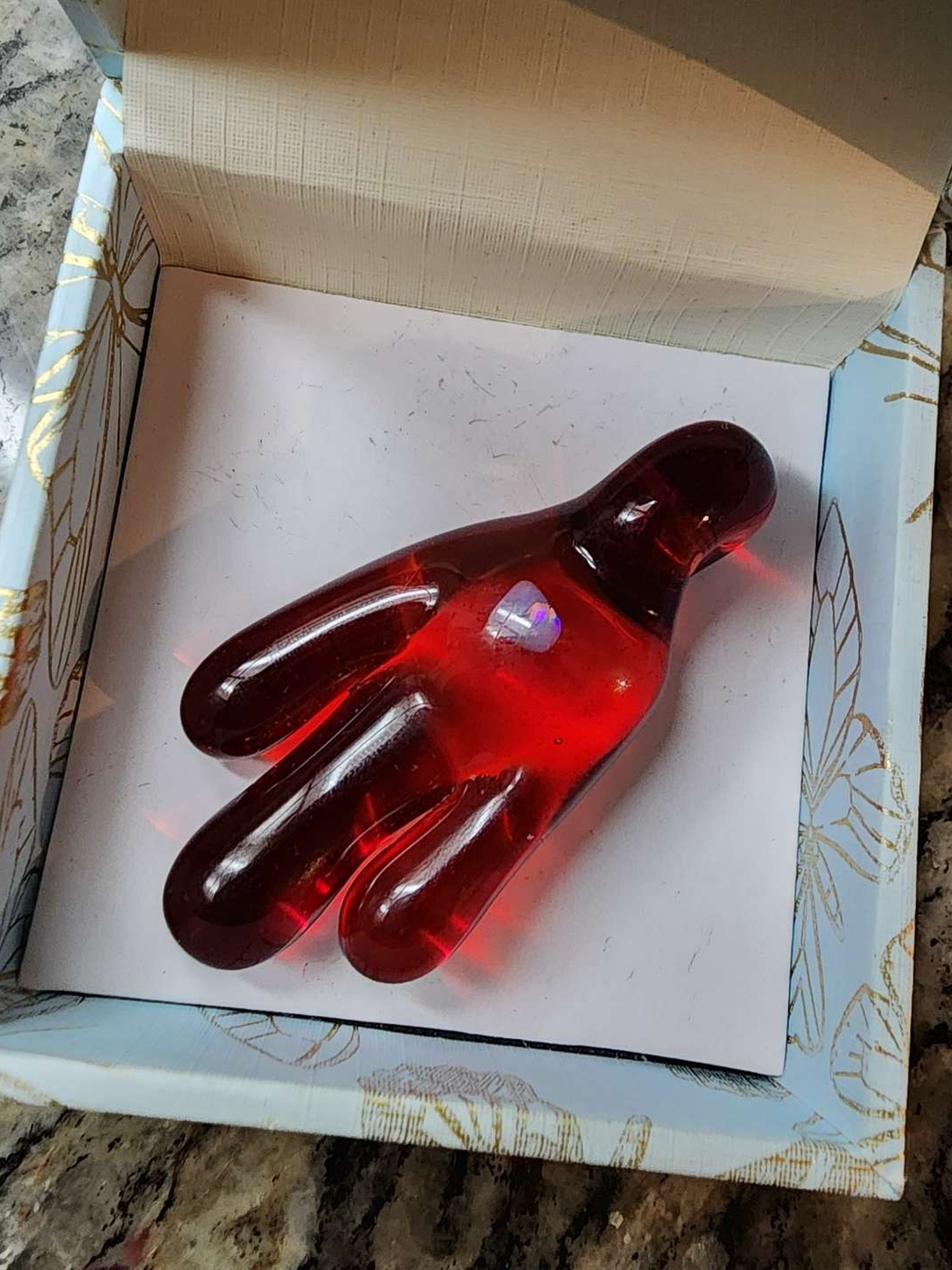 Preview pic of Red drip opal pendant  @islandglass