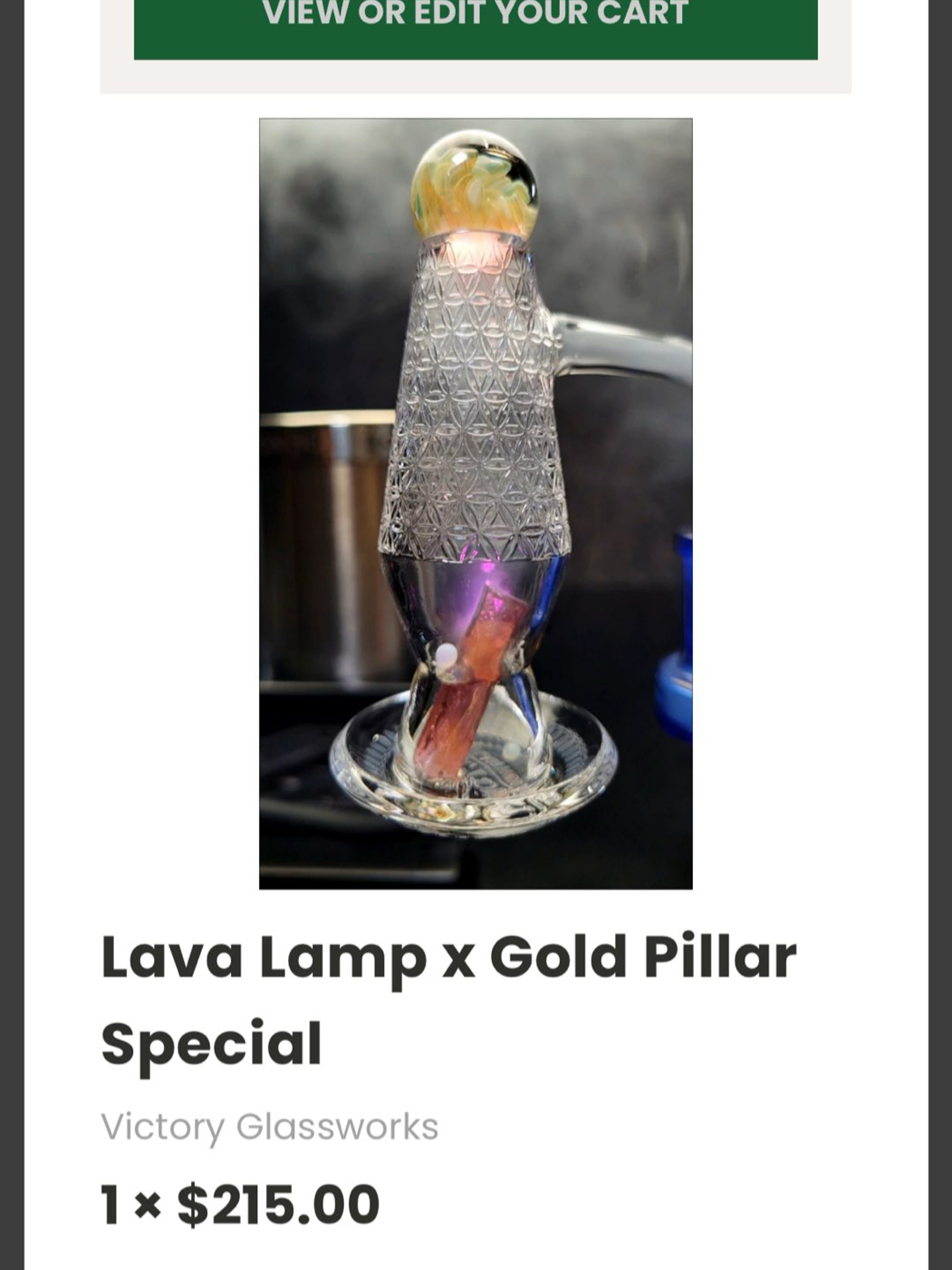 Preview pic of Victory glassworks lava lamp gold standard
