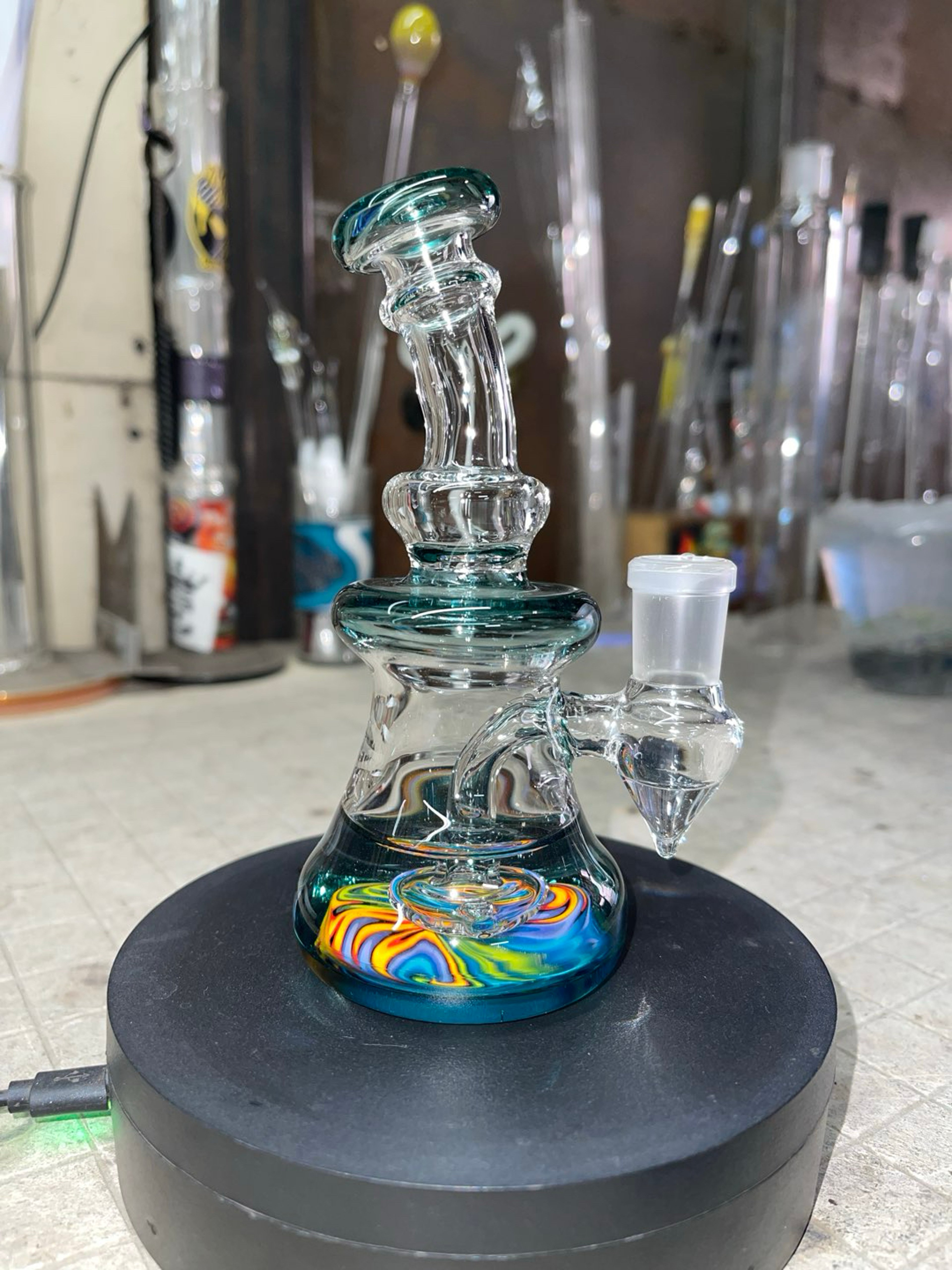 Preview pic of 6” tall 14mm joint, 2 holes perc, nemo color accents