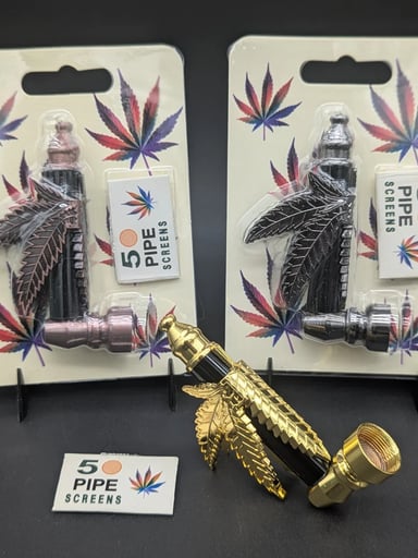 Preview pic of HEMP LEAF METAL HAND PIPE | 3.5"