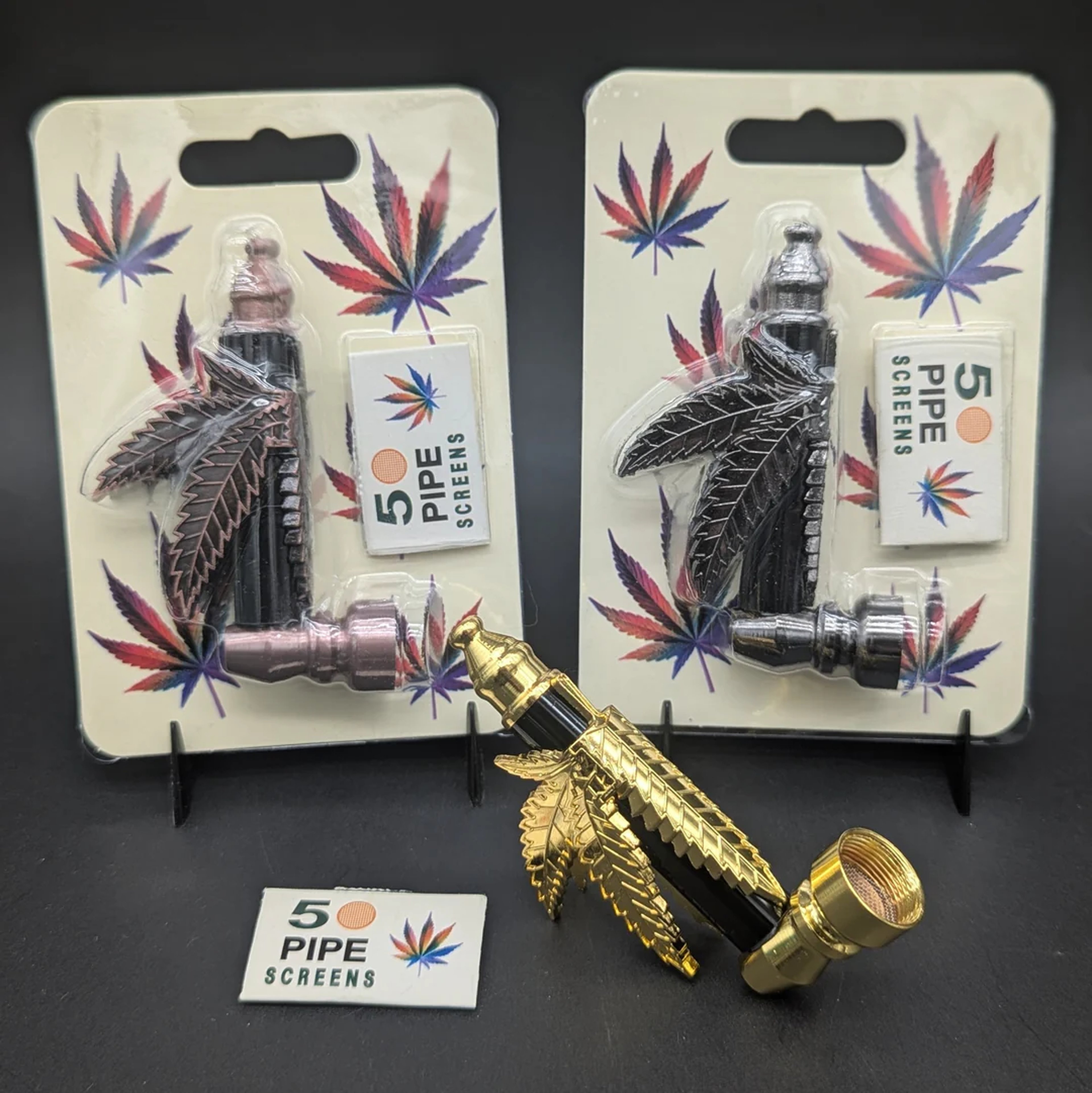HEMP LEAF METAL HAND PIPE | 3.5" image 0