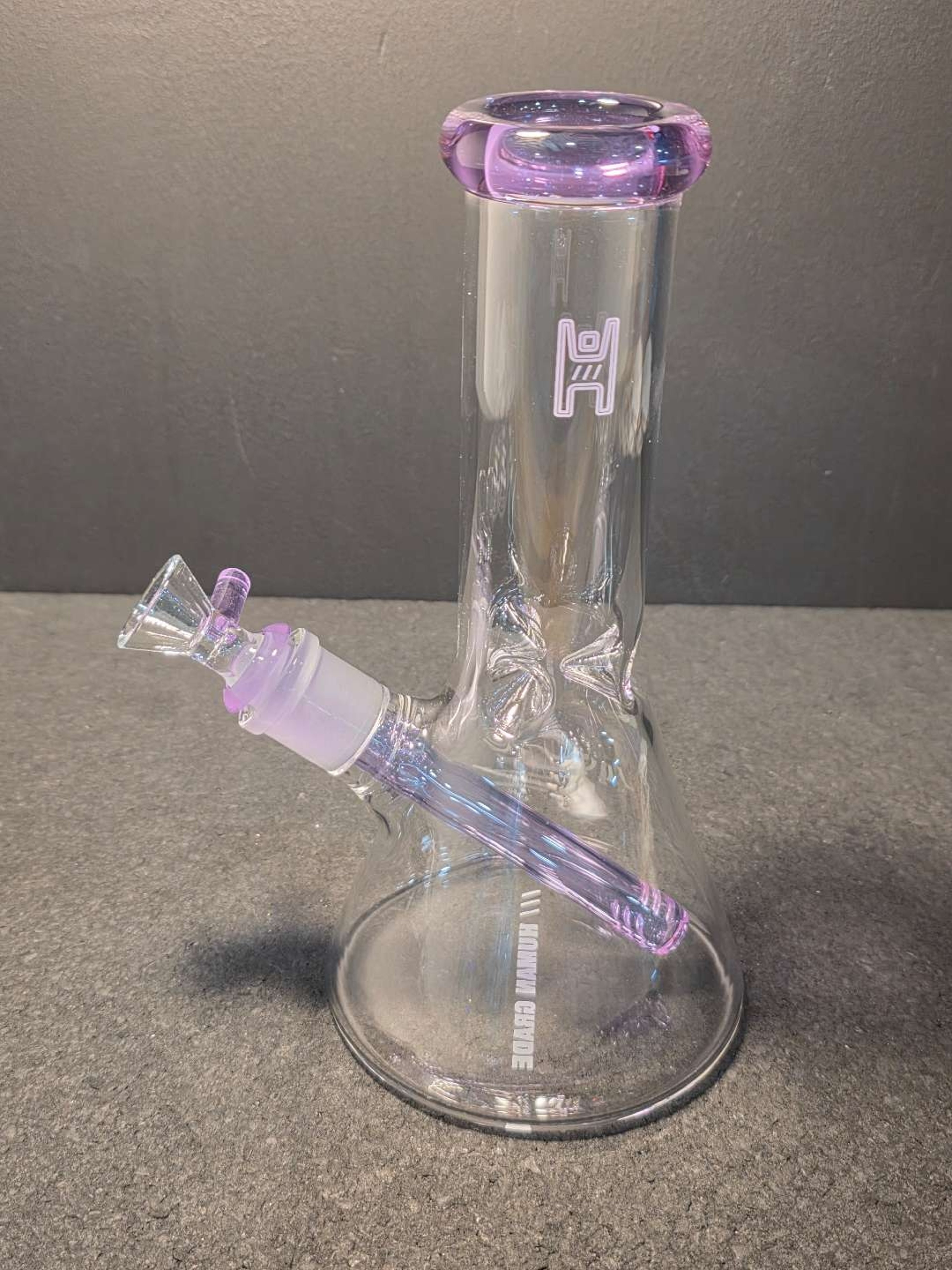 HG 9" Beaker Clear w/ Lavender Accent image 0