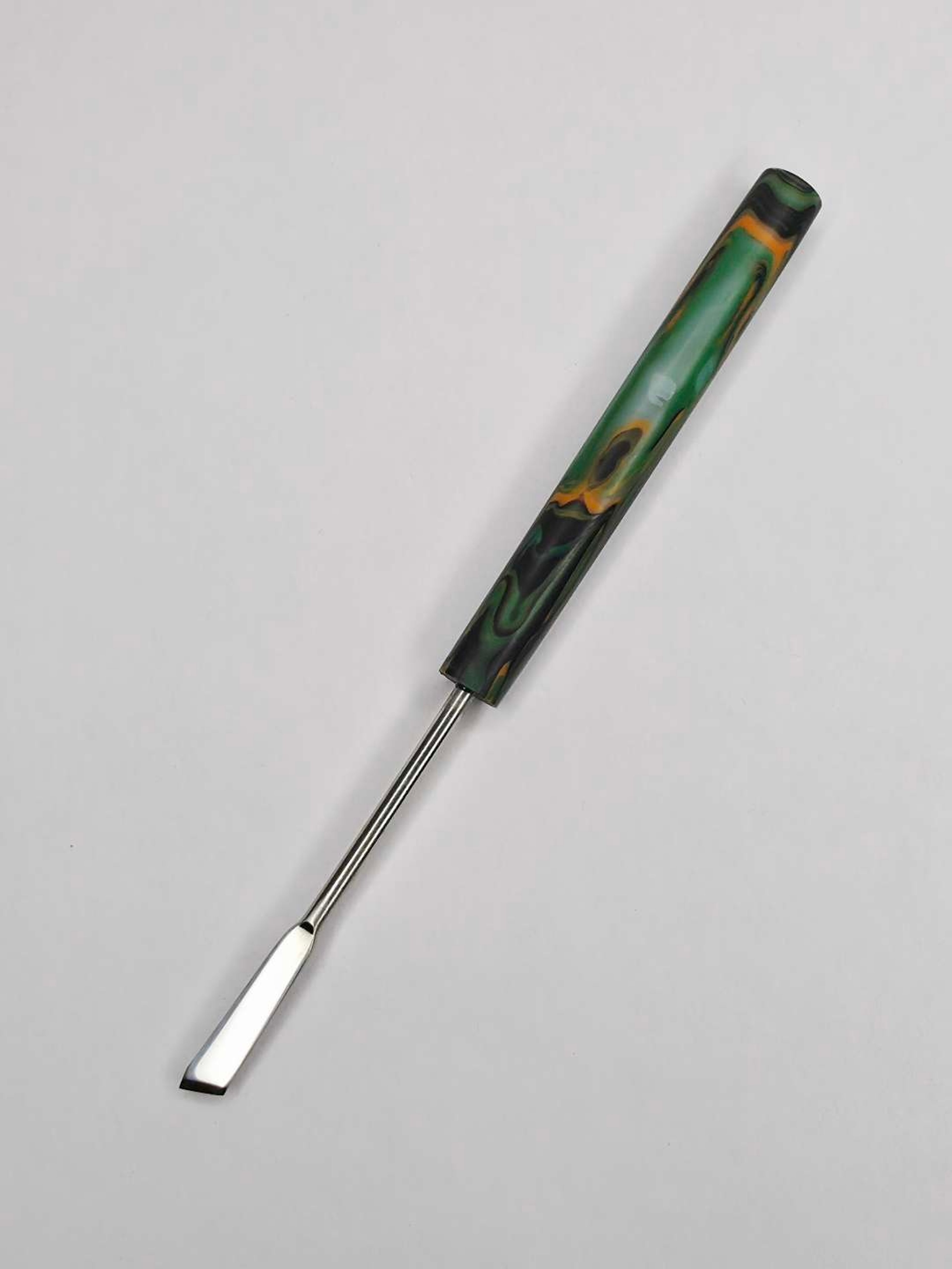 Preview pic of Camo Mini Scout Handmade Tool | Stainless Steel Wax Carving Tool | Custom Recycled Plastic Handle | Unique Gift | The Mellow Box