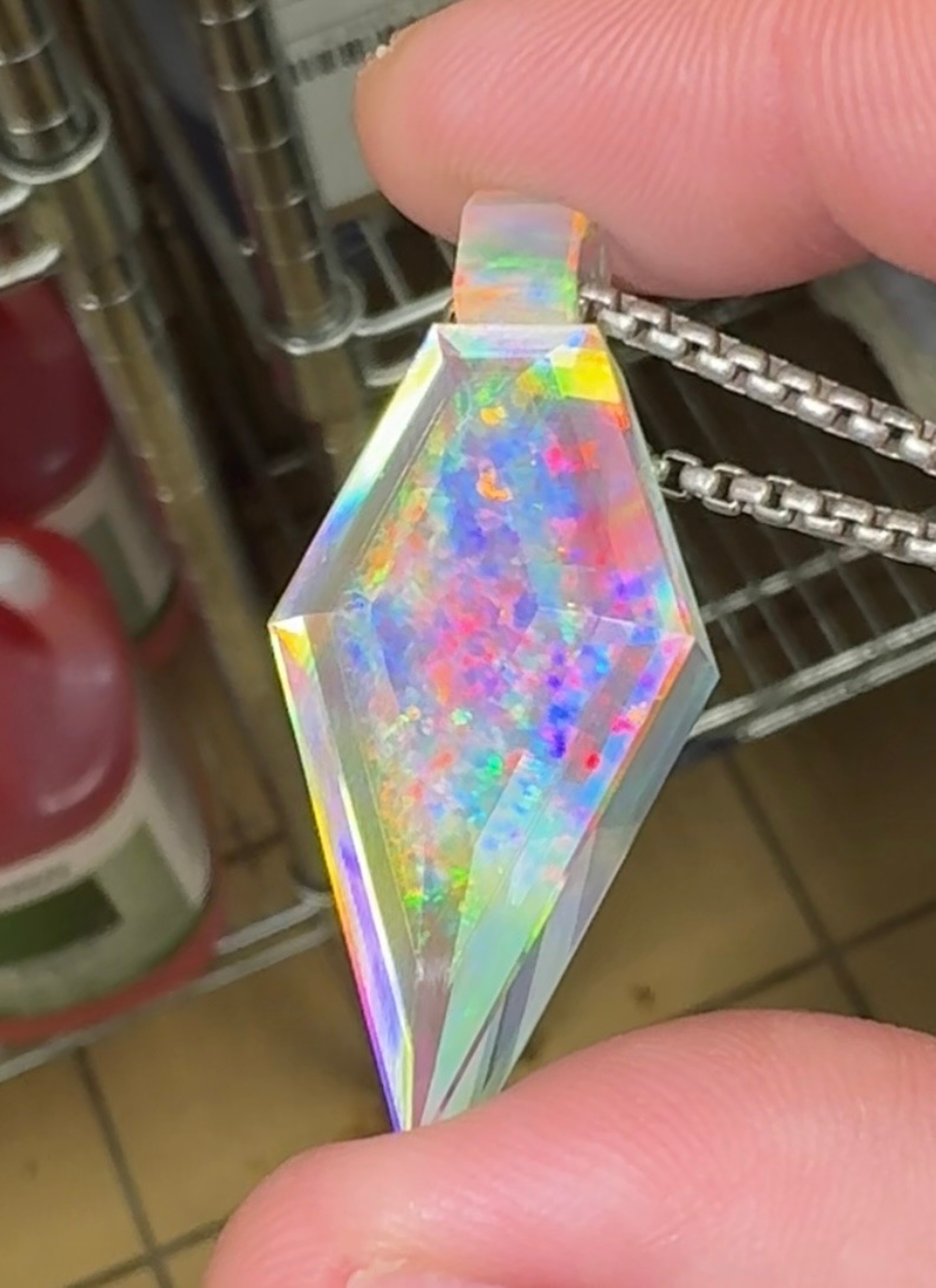 Kravin Glass Opal/Dichro Faceted Pendant image 0