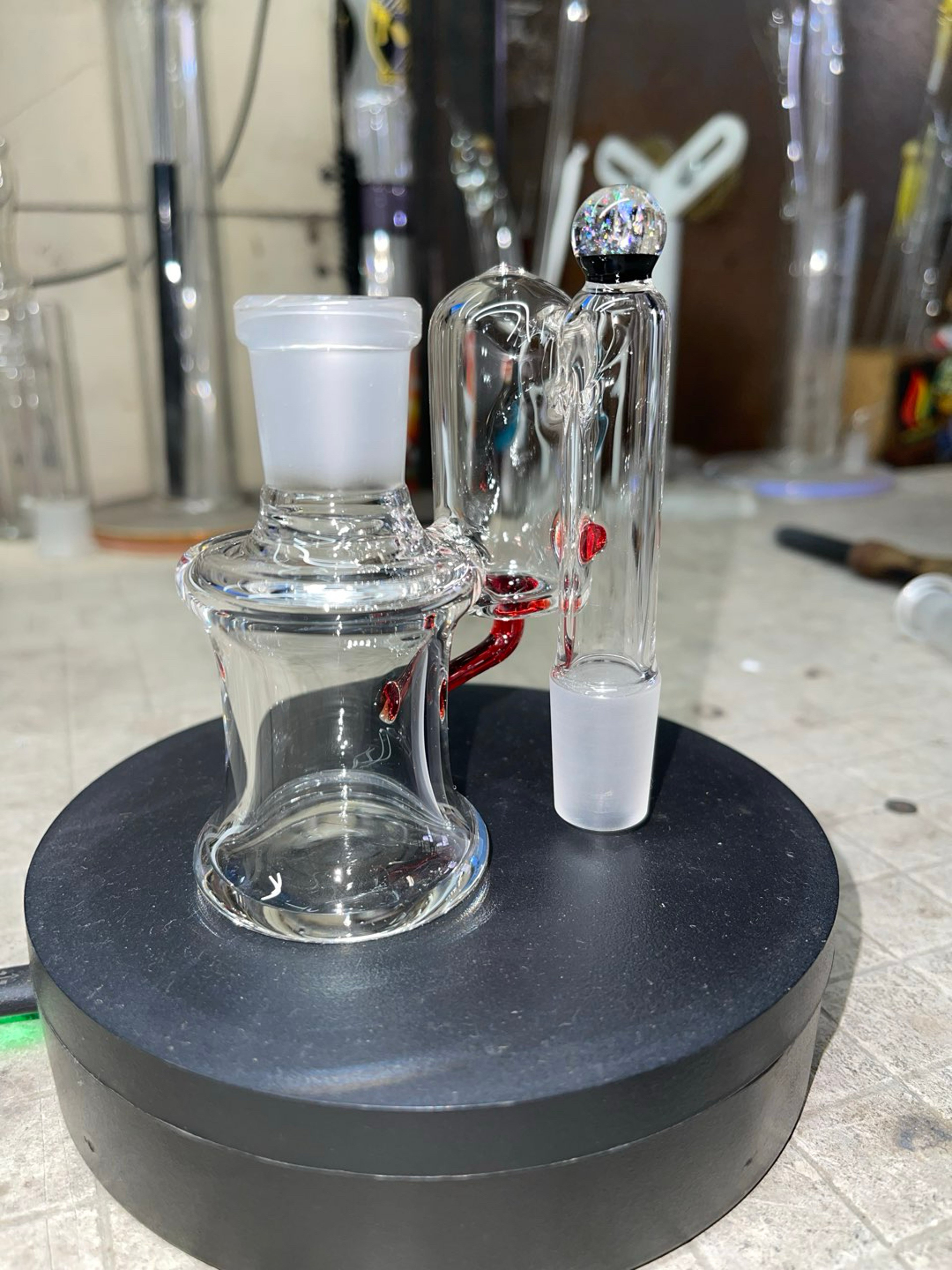 Preview pic of 18-18 90 degrees, pomegranate color accents, crushed opal marble