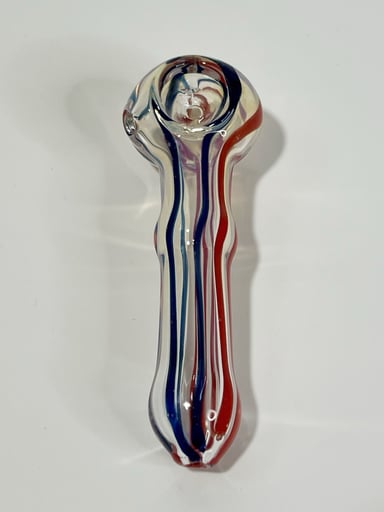 Preview pic of 4.5" Handmade Glass  Spoon Smoking Bowl  Pipe Clear Blue Red