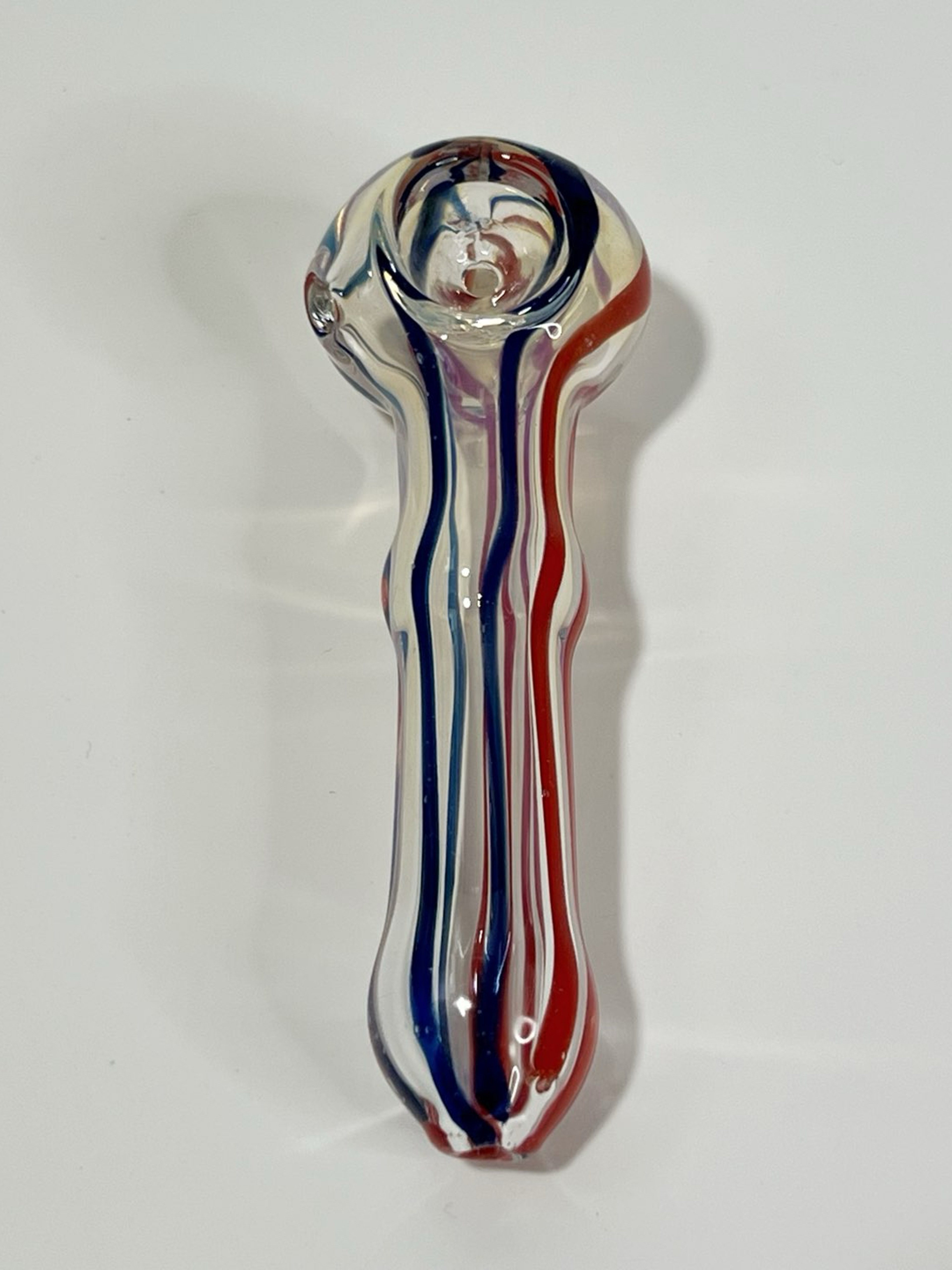 4.5" Handmade Glass  Spoon Smoking Bowl  Pipe Clear Blue Red image 0