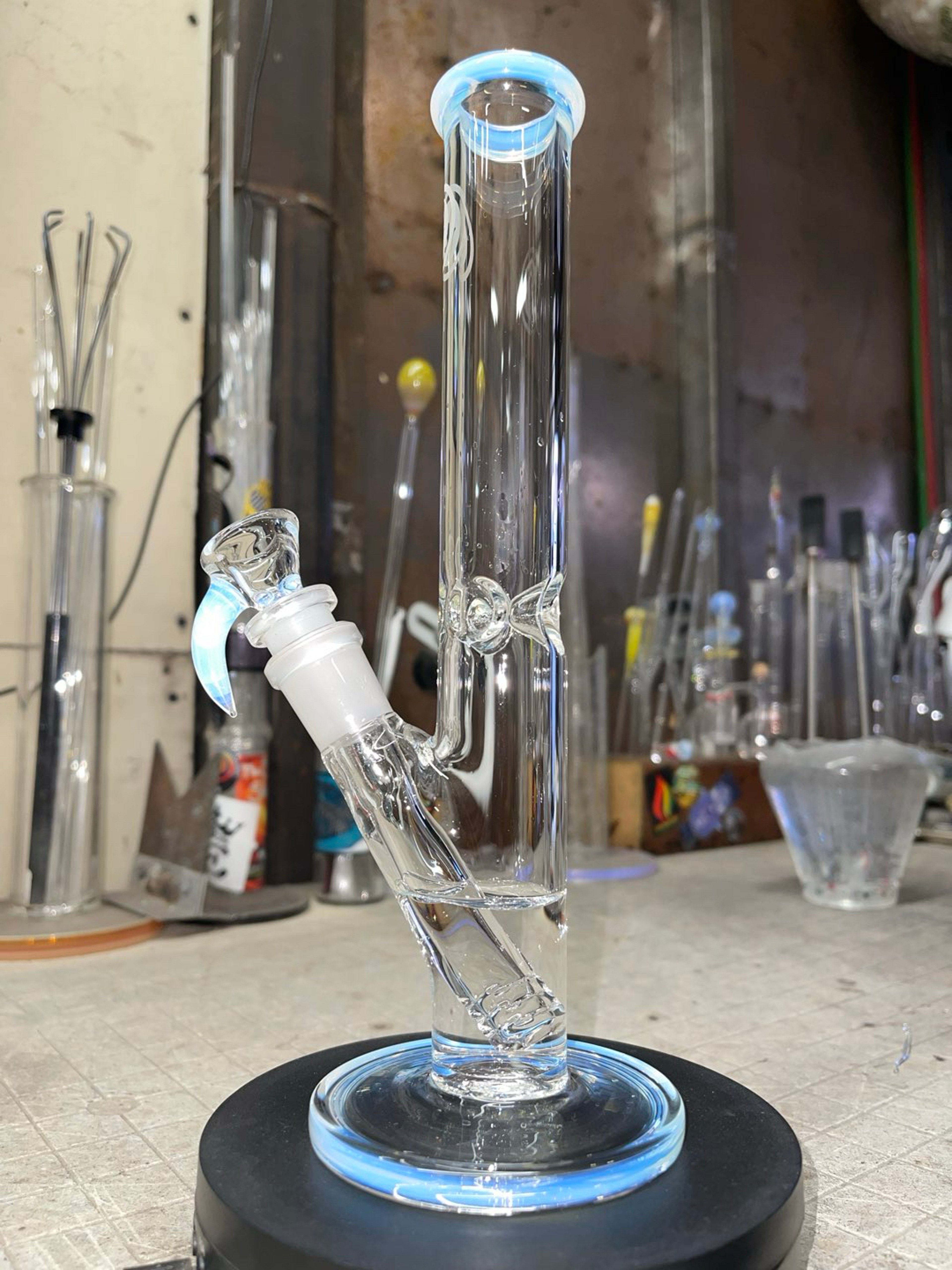 Preview pic of 10” tall, ghost color accents, 14mm 2 holes slide, gridded steam