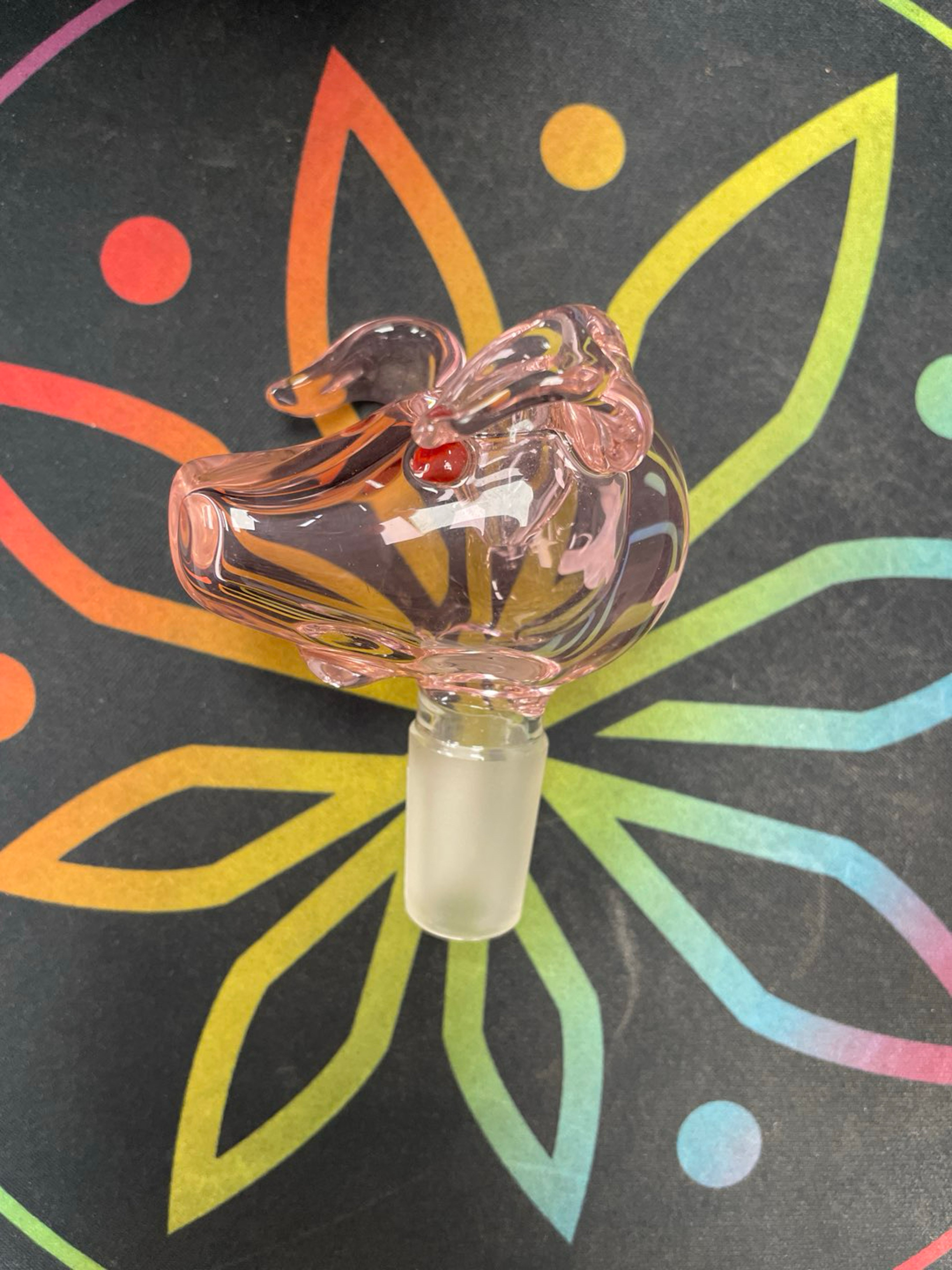 Preview pic of Glass Pink Pig Head Bowl Stem