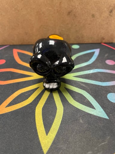 Preview pic of 5 Inch Black Hand Pipe With Cartoon Face
