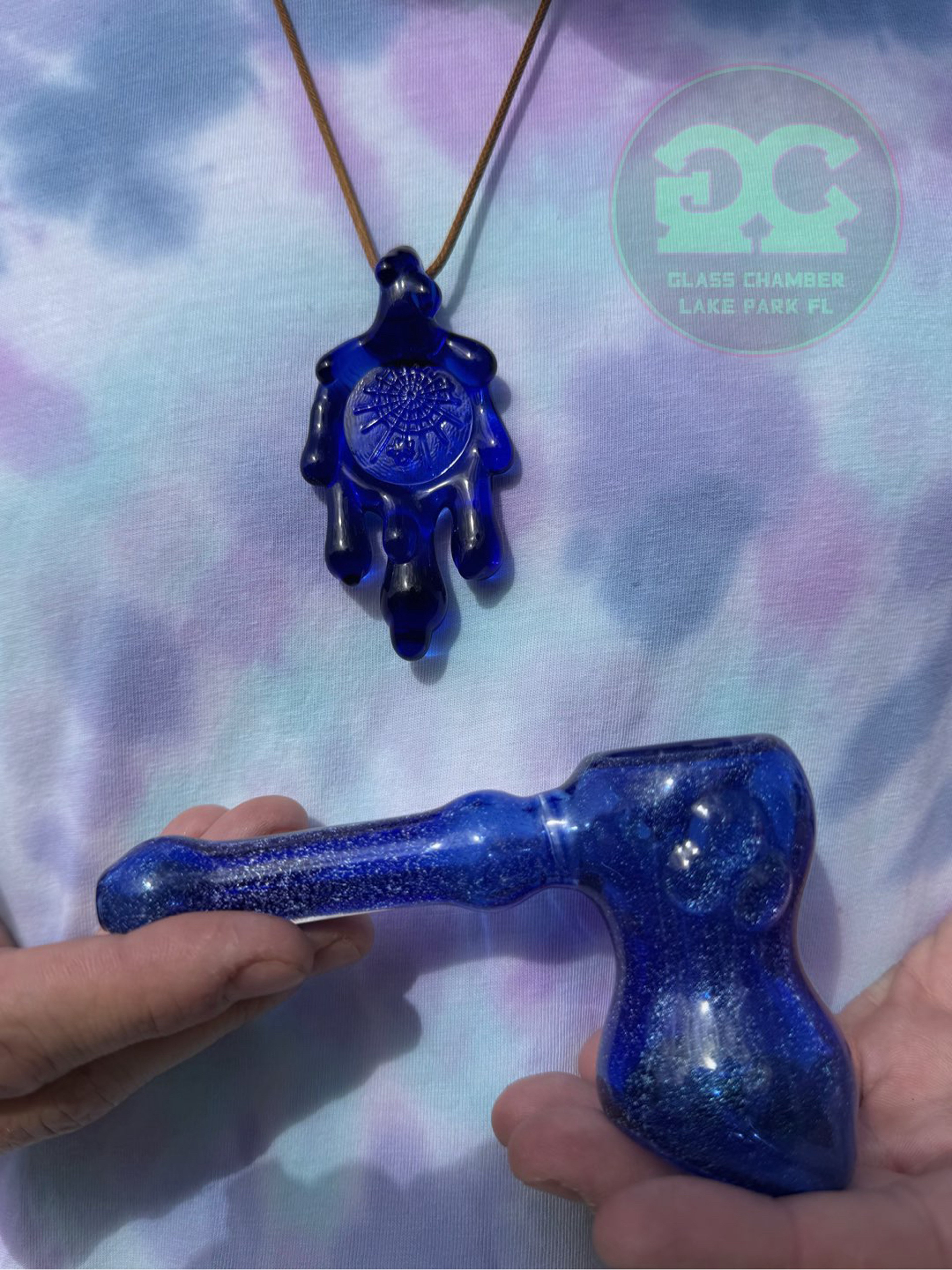Hippie Hookup Dichro Bubbler & Mcfly Stamped Pendant w/ Drip/Horn image 0