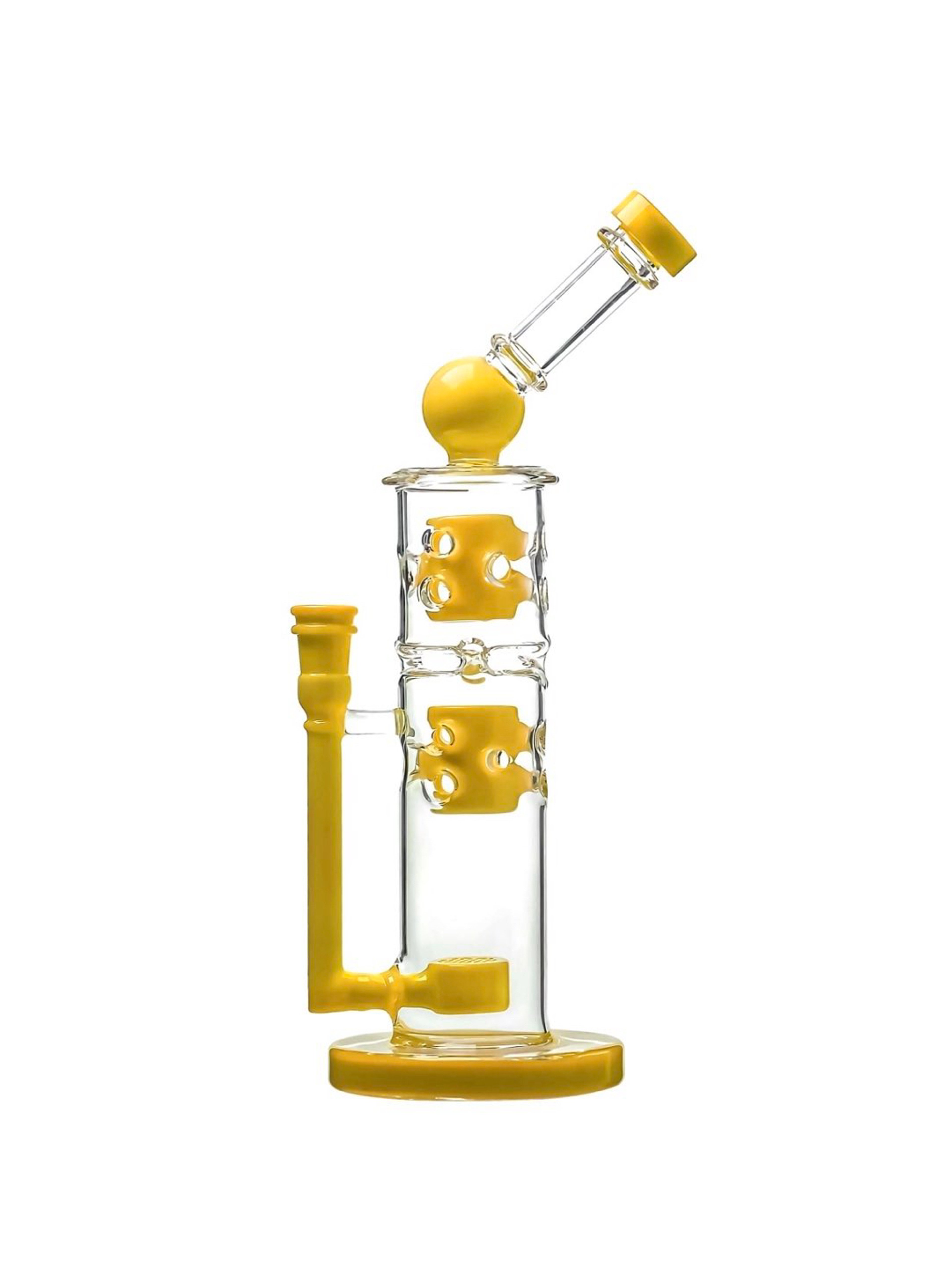 Preview pic of Premium Sidecar Straight Fab Glass Bong With Flower of Life Perc