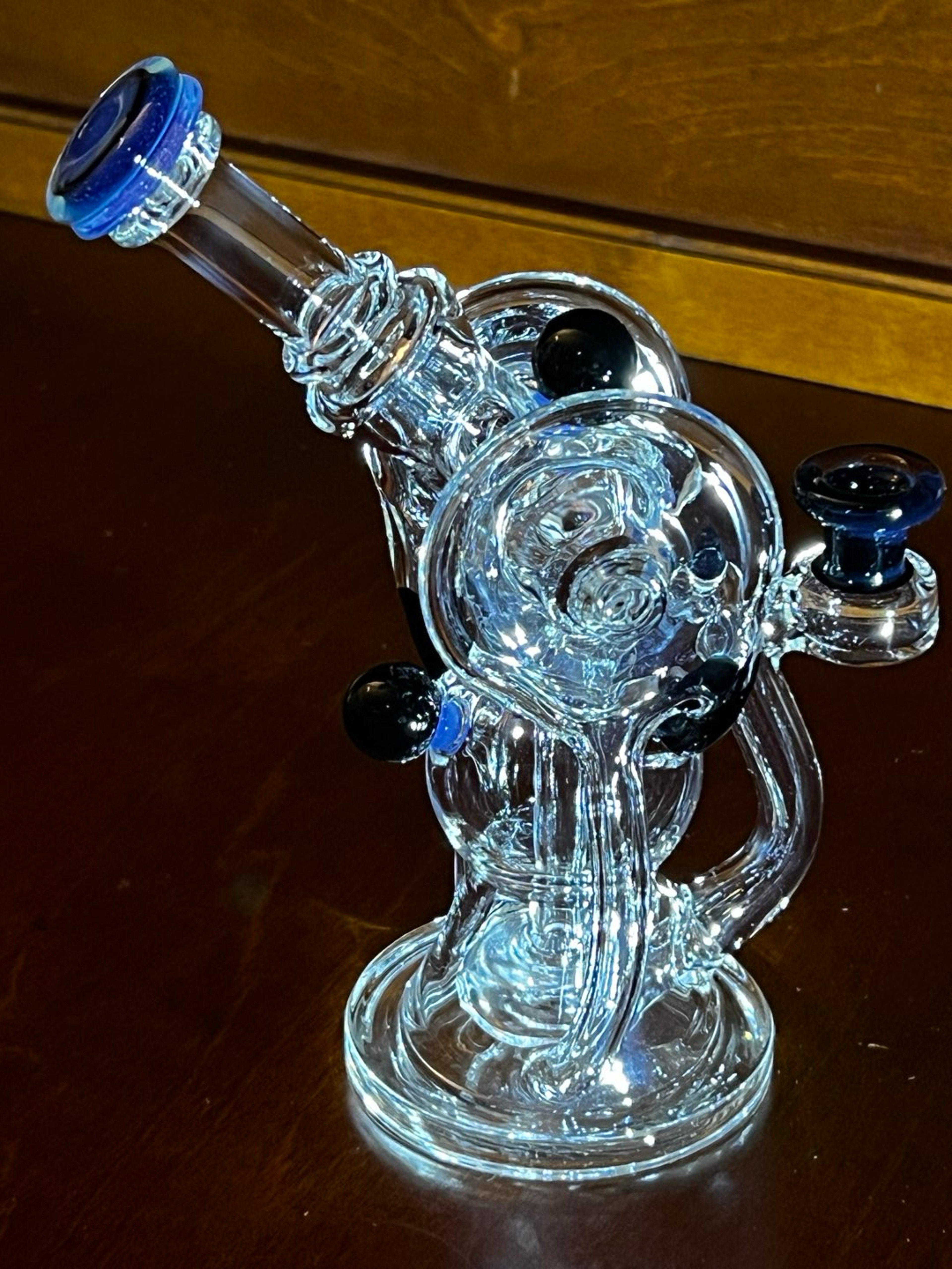 Preview pic of Ery Glass Double Shuffle Recycler 10mm - Galaxy, Ghost, and Blue Cheese