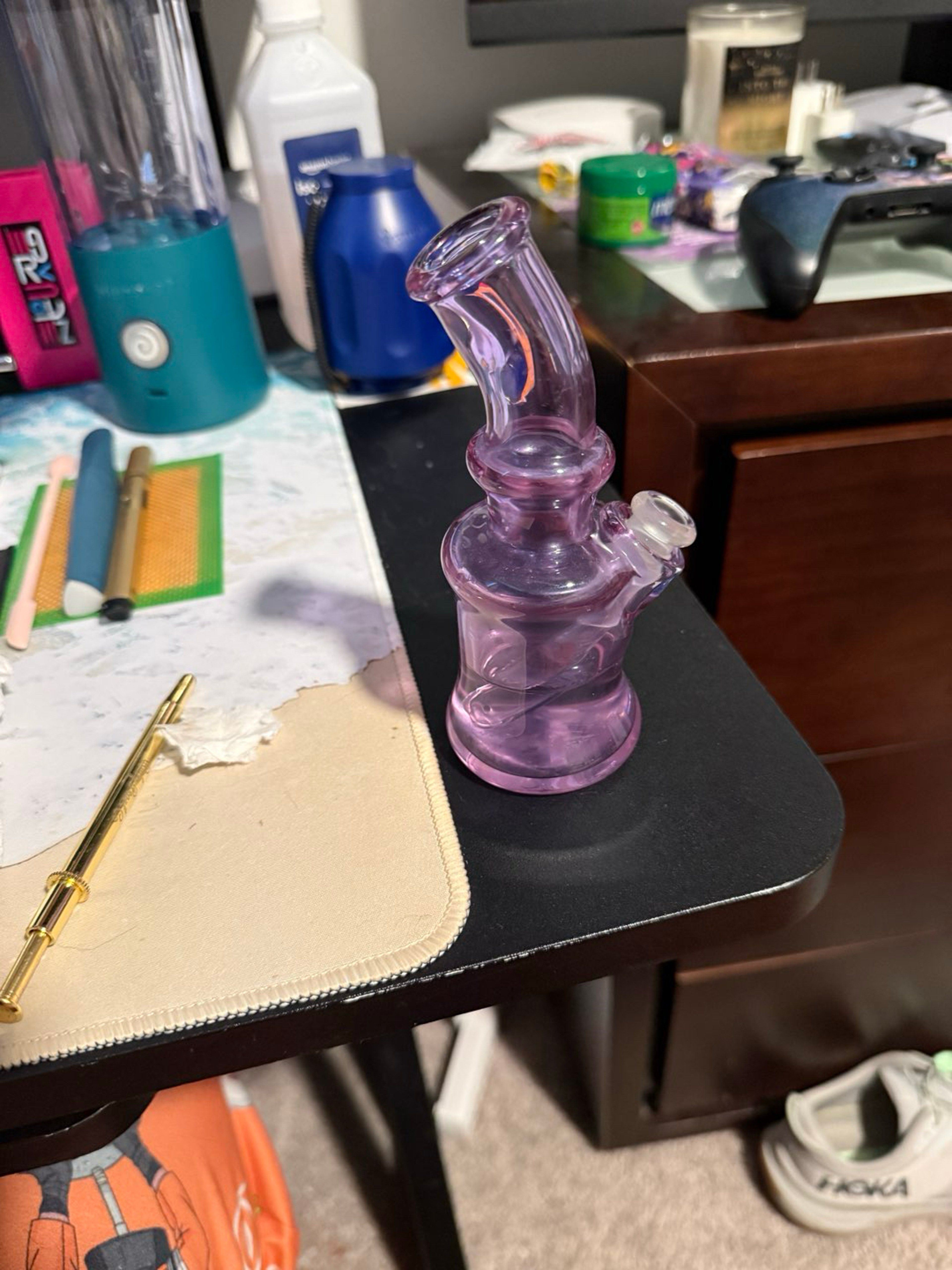 Mini lilac 10mm 45 degree bubbler with a removable downstem image 0