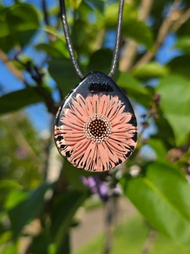 Preview pic of Pink Layered Glow UV Flower Pendant