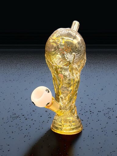 Preview pic of Clear Gold World Cup Trophy Glass Bong 7.5” – Borosilicate Water Pipe w/ Soccer Bowl