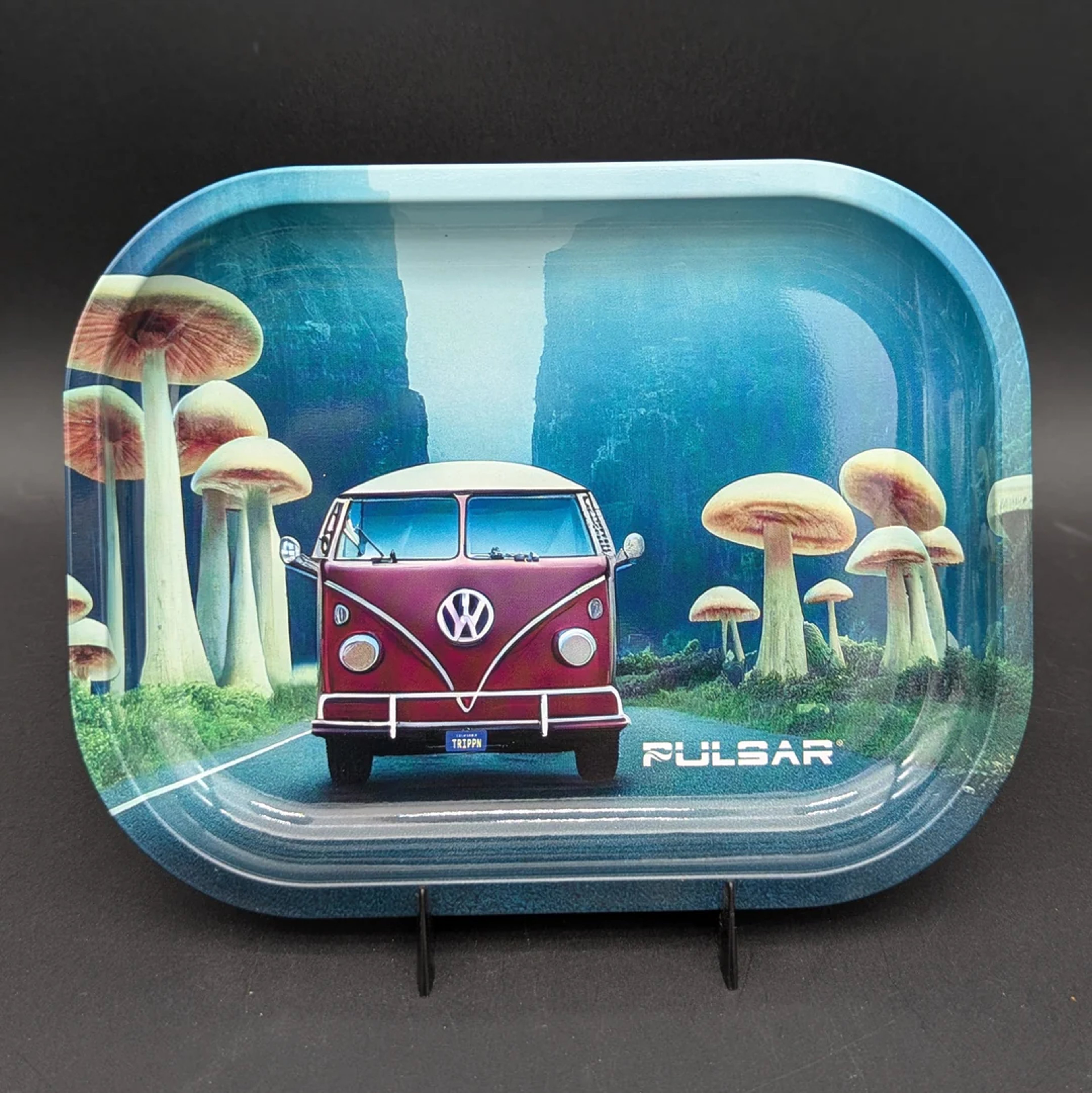 Preview pic of PULSAR MINI METAL ROLLING TRAY | CAMPER VAN SHROOM TRIP | 7"X5.5"