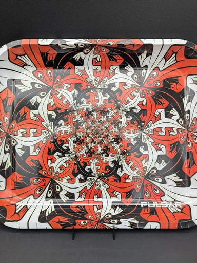 Preview pic of PULSAR LARGE METAL ROLLING TRAY | INTERLOCKING LIZARDS | 13"X11"