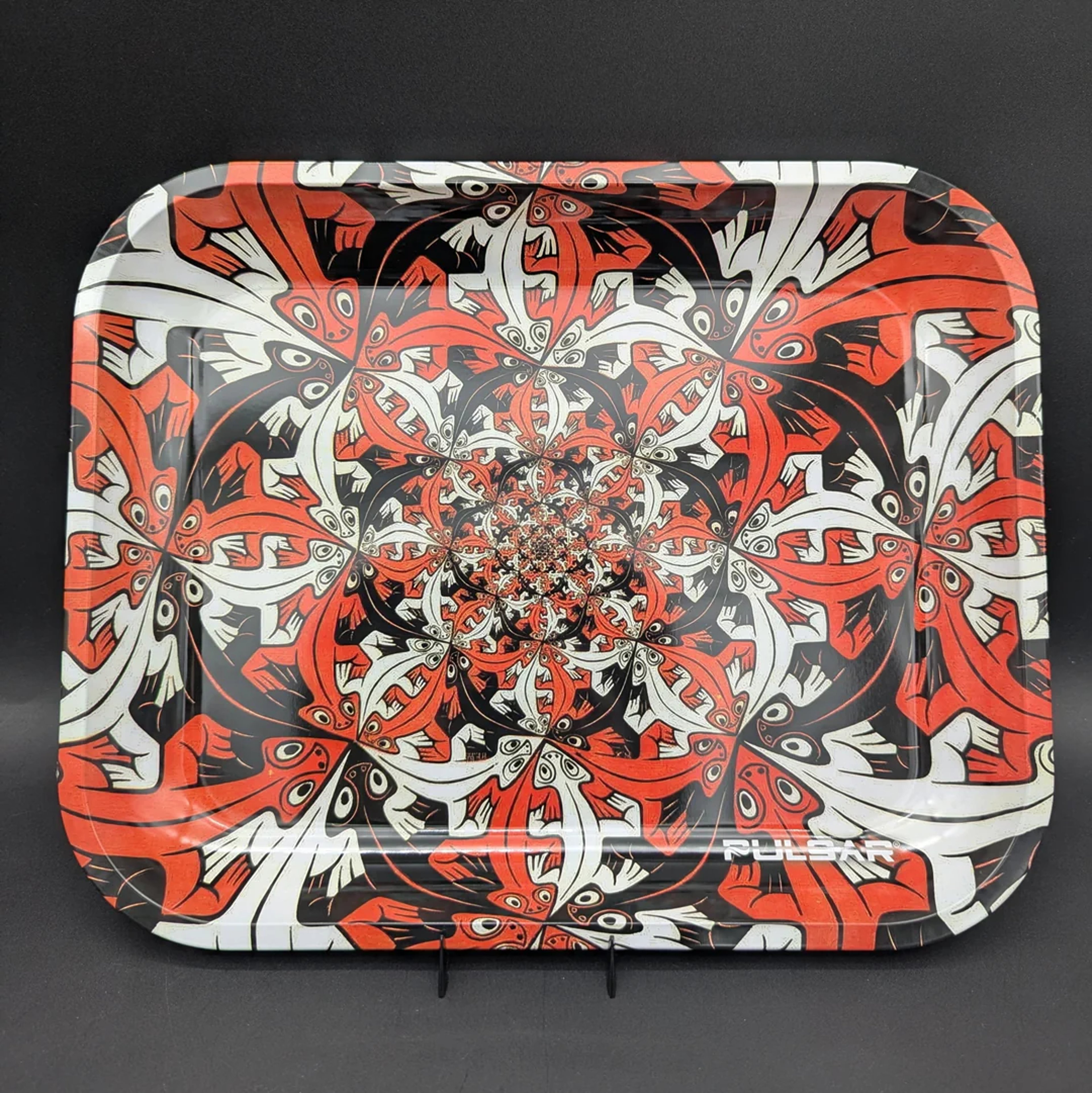 PULSAR LARGE METAL ROLLING TRAY | INTERLOCKING LIZARDS | 13"X11" image 0