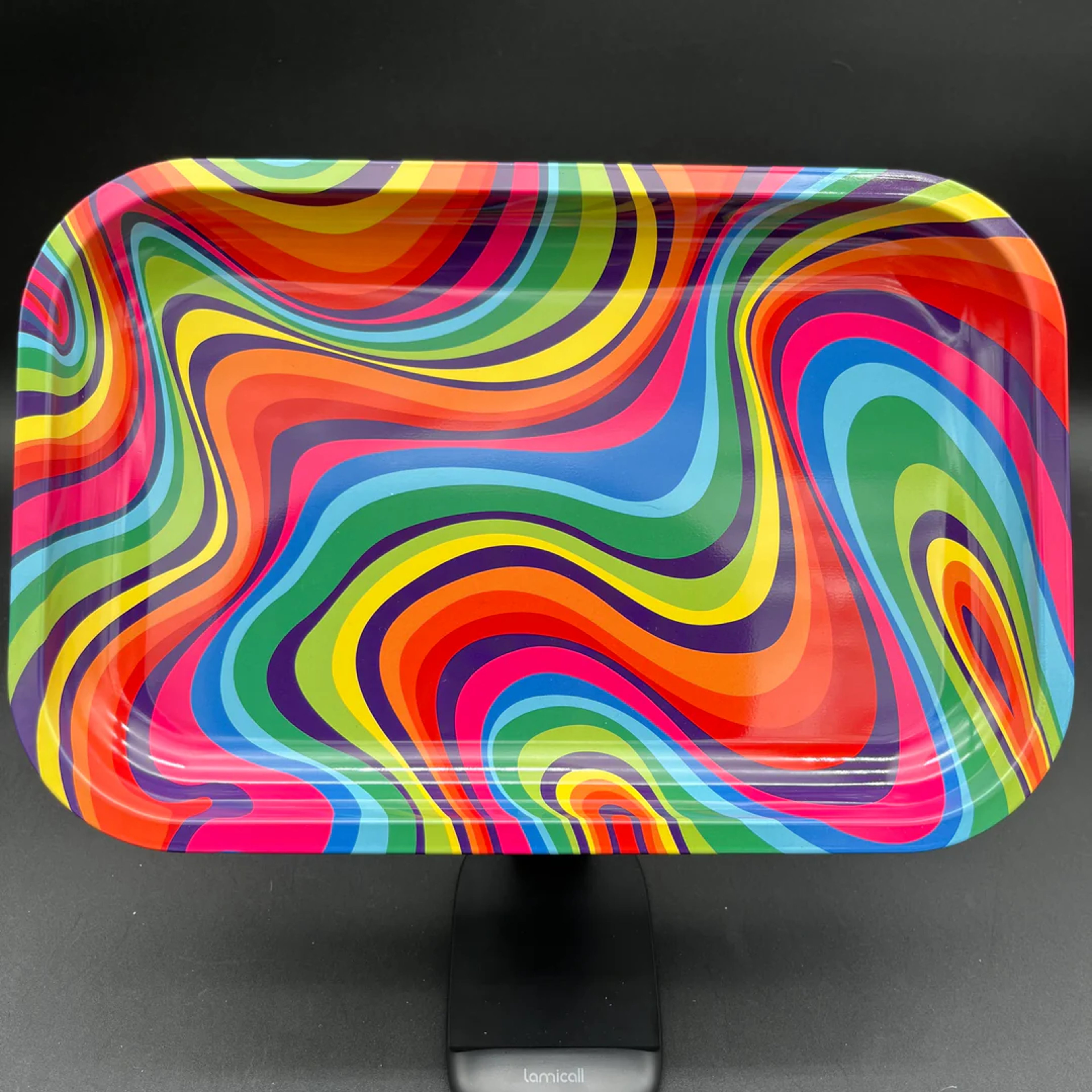 RAINBOW SWIRL METAL ROLLING TRAY | 11"X7" image 0