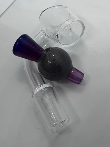 Preview pic of Purple and Grey Handblown Bubble Cap