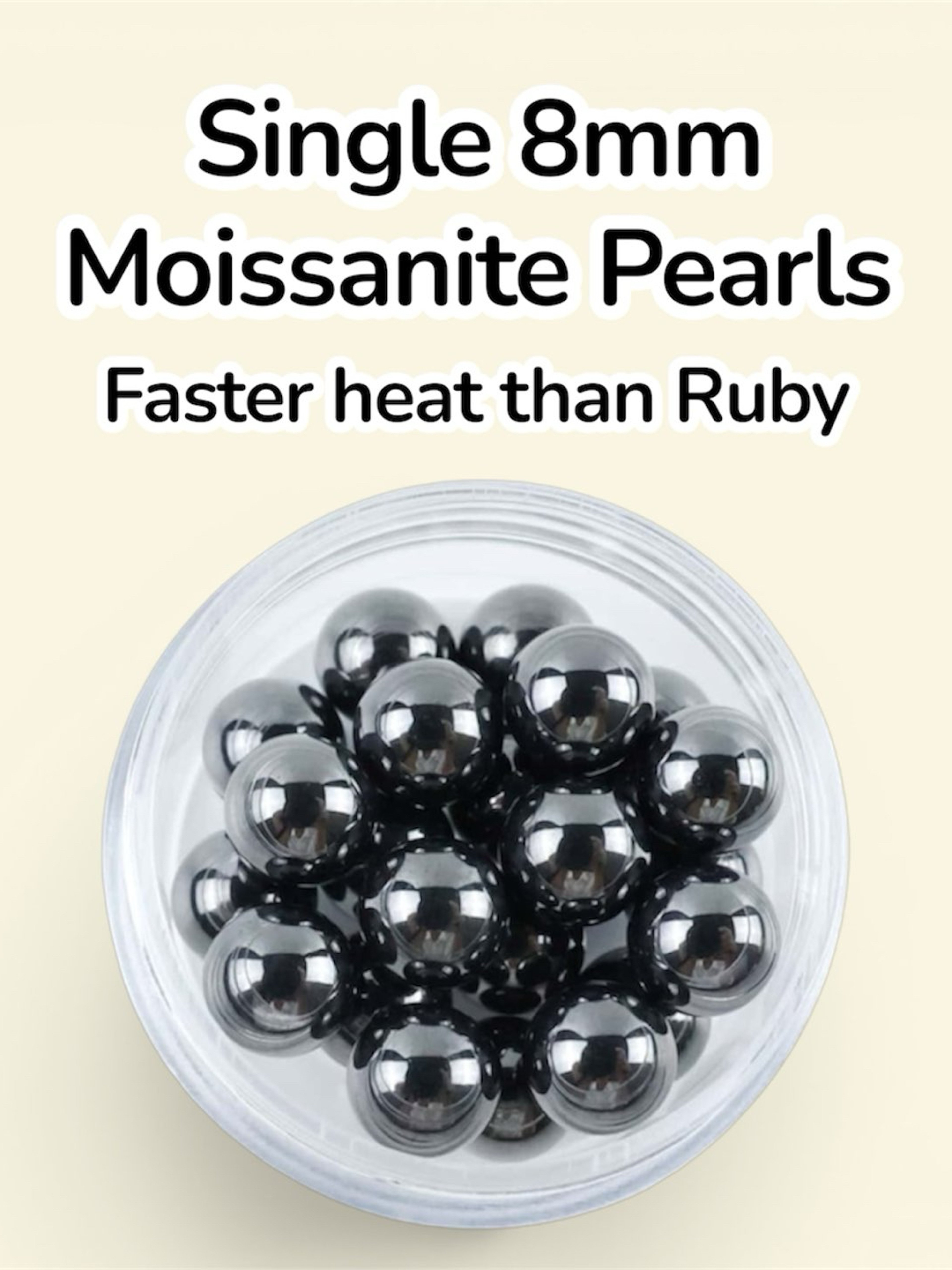 Preview pic of 8mm single Moissanite Pearl (Black Grade D) Certified for Switch 2 Dr Dabber