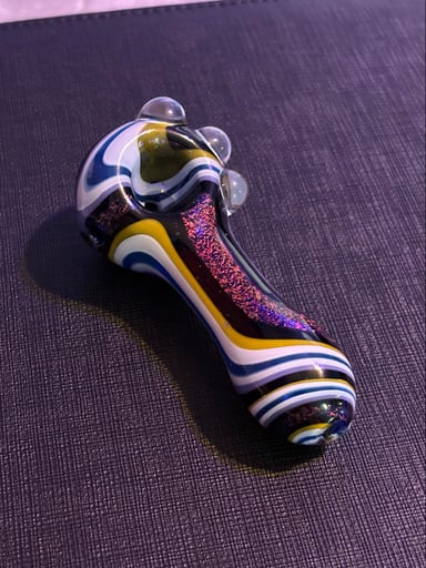 Preview pic of ⭐️ Gold & Magenta Dichroic Spoon with Spiral Accents ⭐️