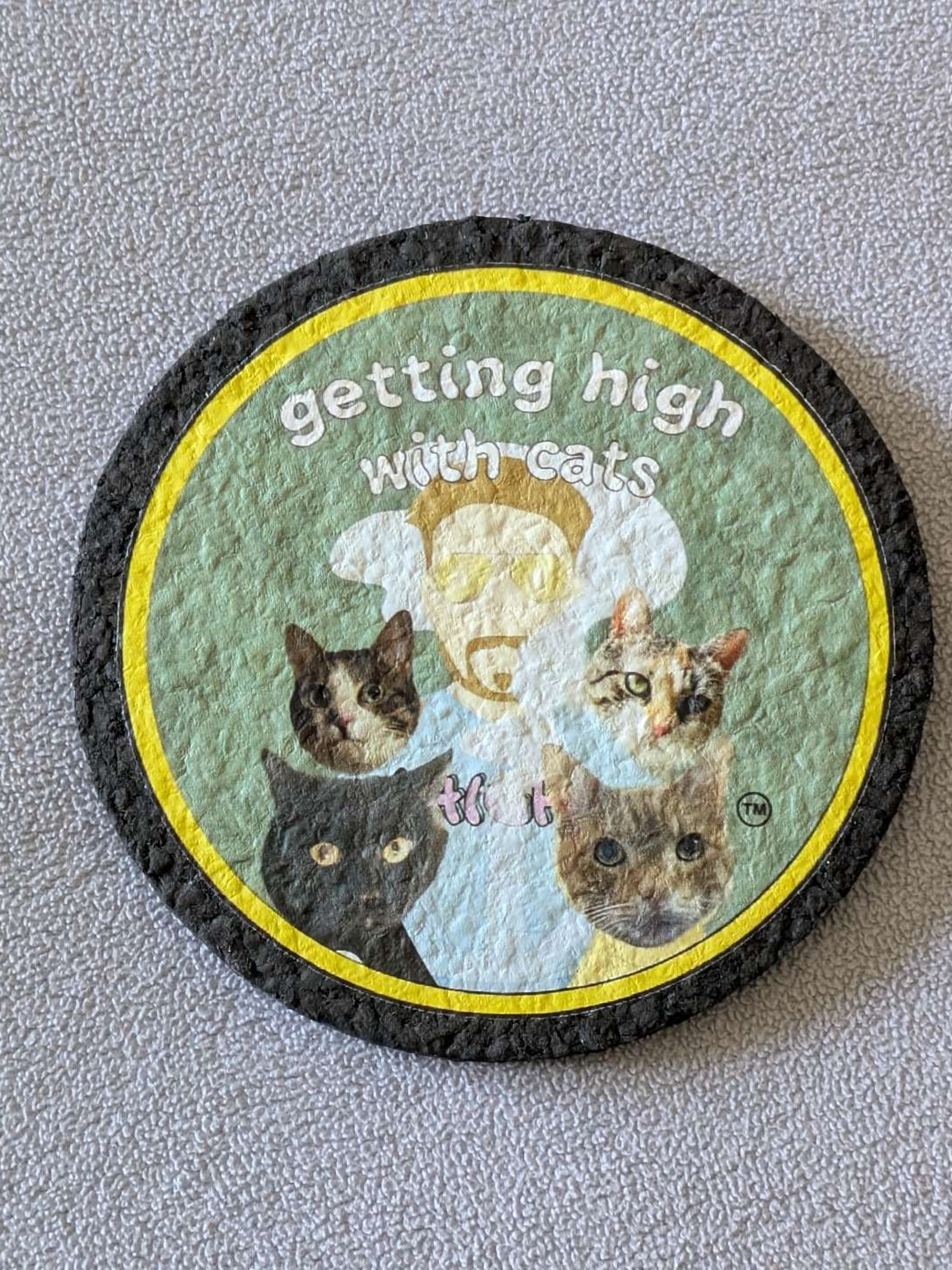 Preview pic of Getting High With Cats x East Coasters — Round Recycled Rubber Mat