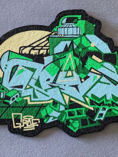 Preview pic of GROE x Moodmats — Die-Cut Graffiti Mat (Green/Gold Colorway)