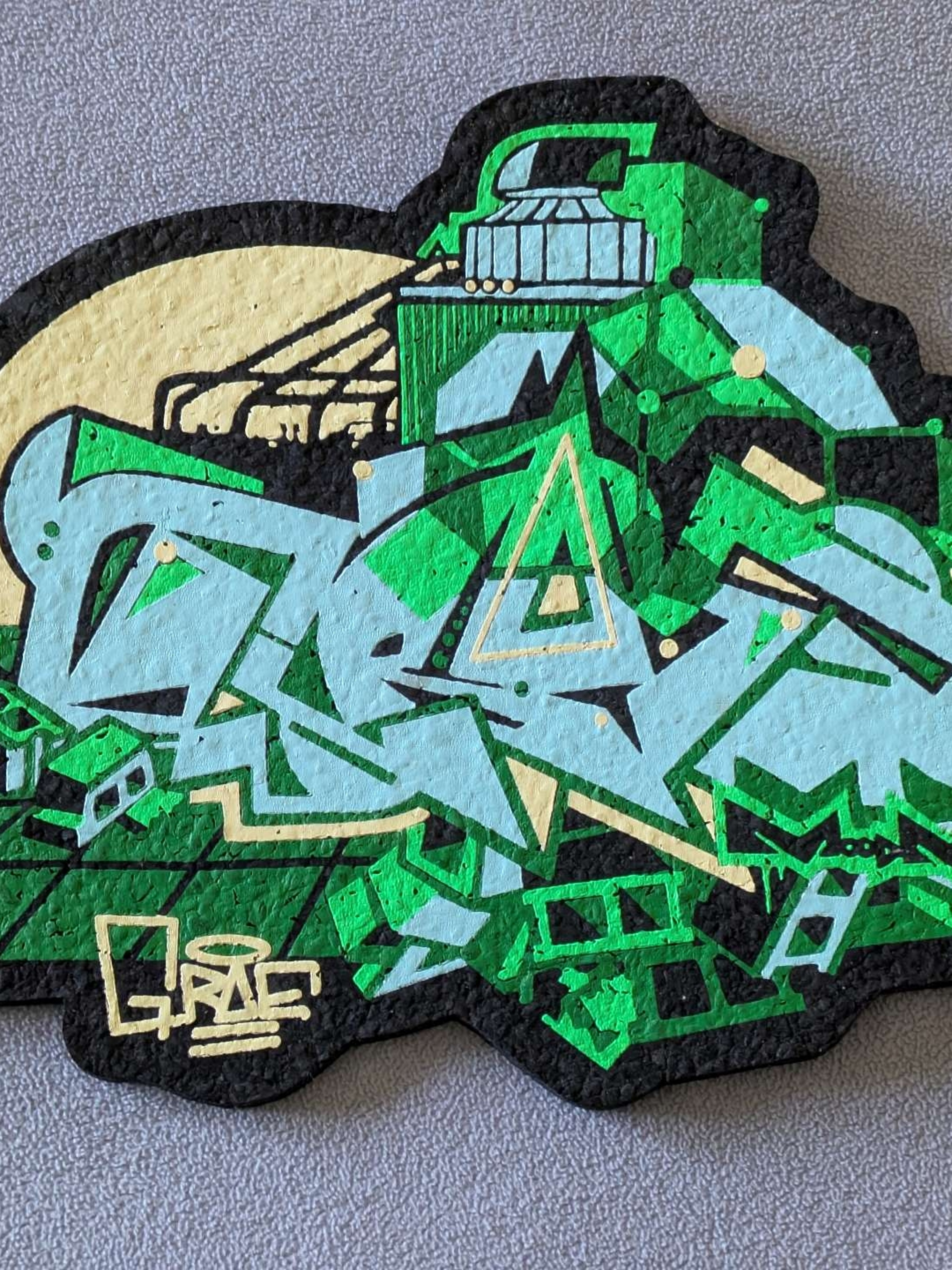 Preview pic of GROE x Moodmats — Die-Cut Graffiti Mat (Green/Gold Colorway)