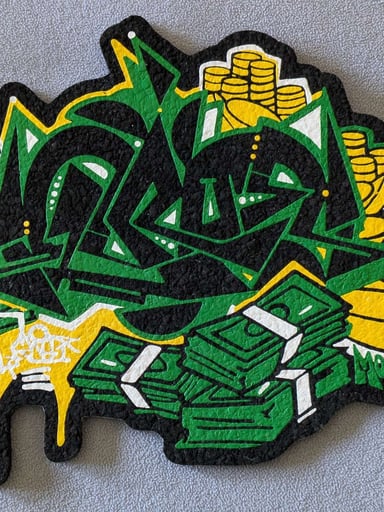 Preview pic of GROE x Moodmats — "McBucks" Die-Cut Graffiti Mat (Money Colorway)