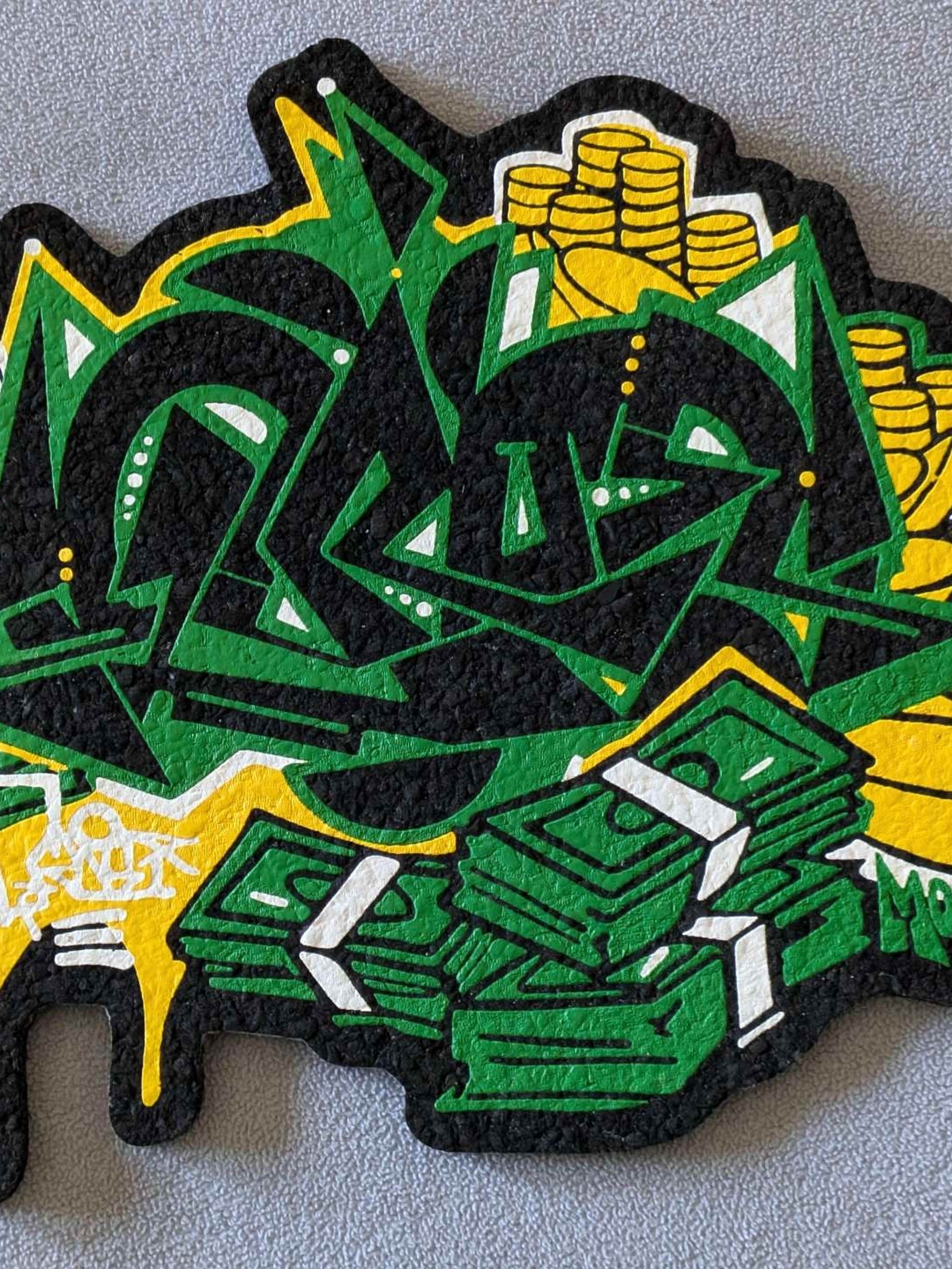 Preview pic of GROE x Moodmats — "McBucks" Die-Cut Graffiti Mat (Money Colorway)