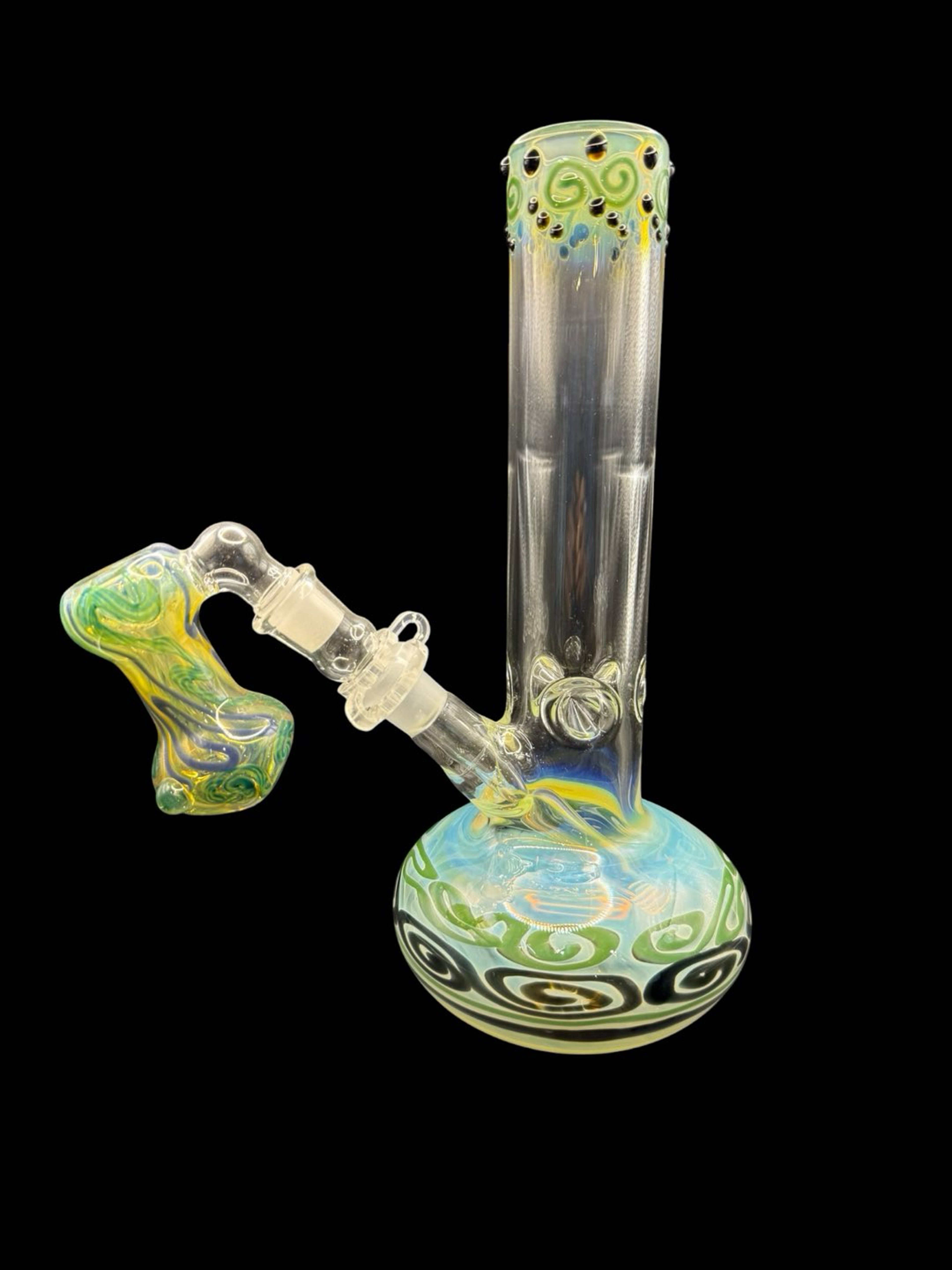Preview pic of 12” Old School American-Made Handblown Fumed Bubble Bottom Bong w/ Matching Ashcatcher – Color Changing