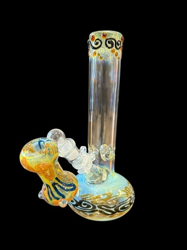 Preview pic of 12” Old School American-Made Handblown Fumed Bubble Bottom Bong w/ Matching Ashcatcher – Color Changing