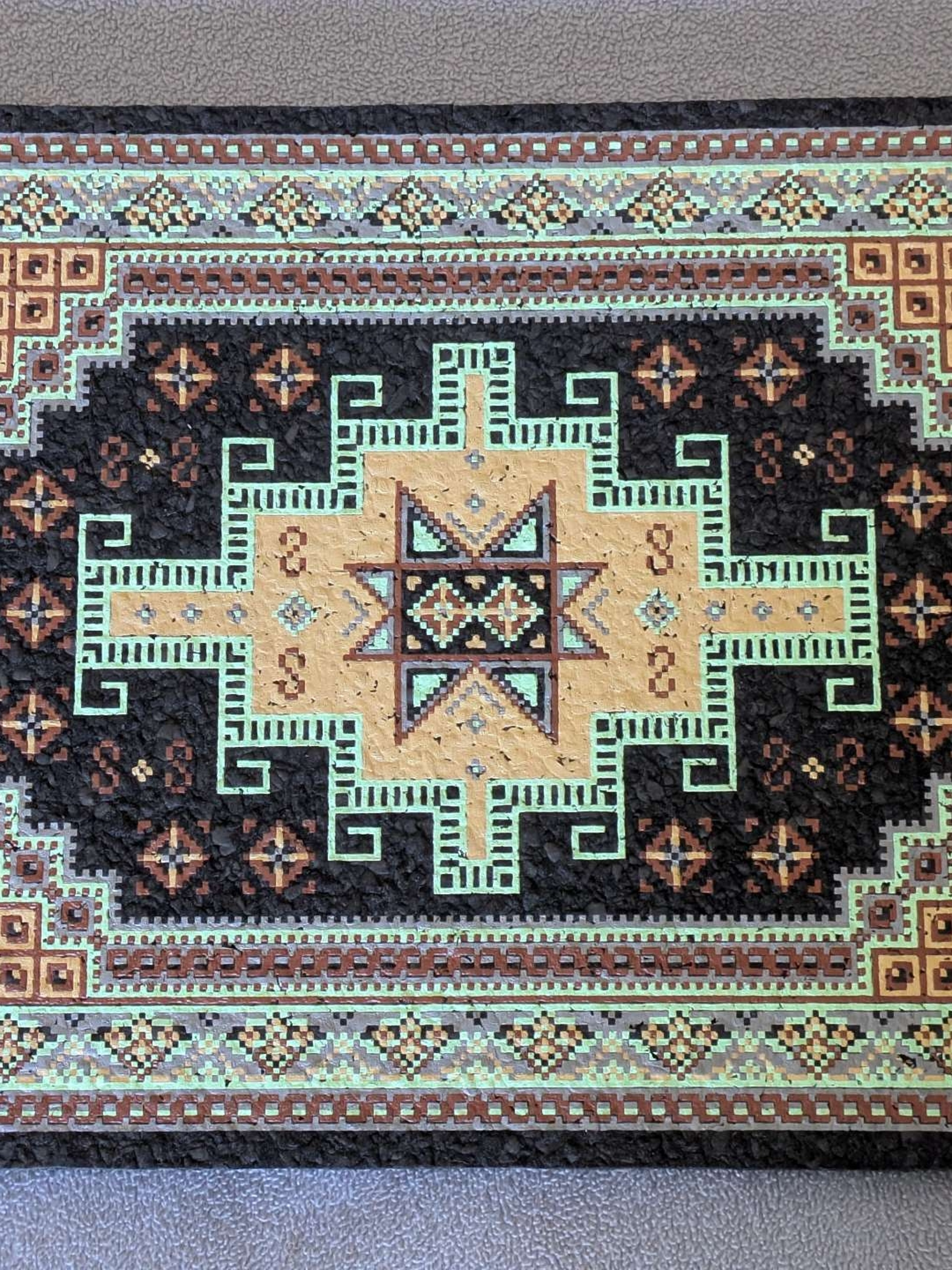 Preview pic of Moodmats Bitrug — Mint / Chocolate Chip UV Reactive Persian Rug Mat