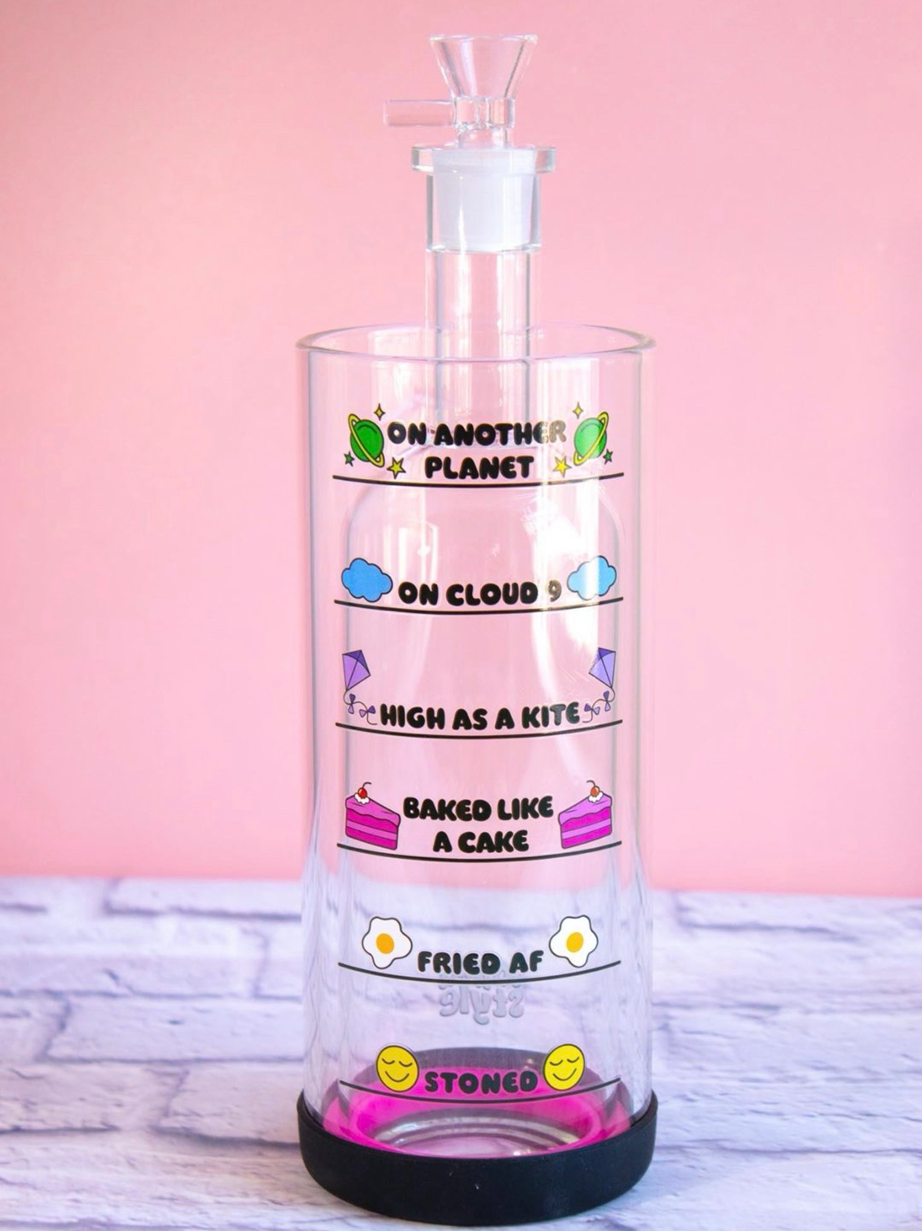 Preview pic of Glass Gravity Bong – Canna Style Water Pipe w/ “How High” Indicator | 14mm Bowl | Premium Borosilicate Glass