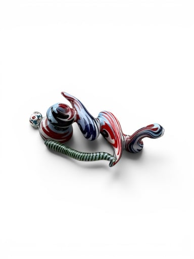Preview pic of 9” Handblown Glass Zig Zag Bubbler