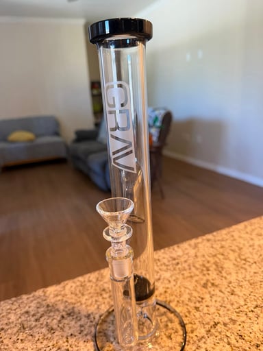 Preview pic of GRAV® Medium Straight Base Water Pipe with Disc Perc - Black Accents