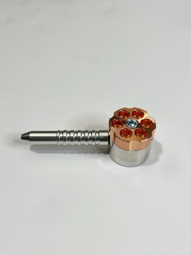 Preview pic of 4.5" Metal Revolver Tobacco Pipe w/ Grinder