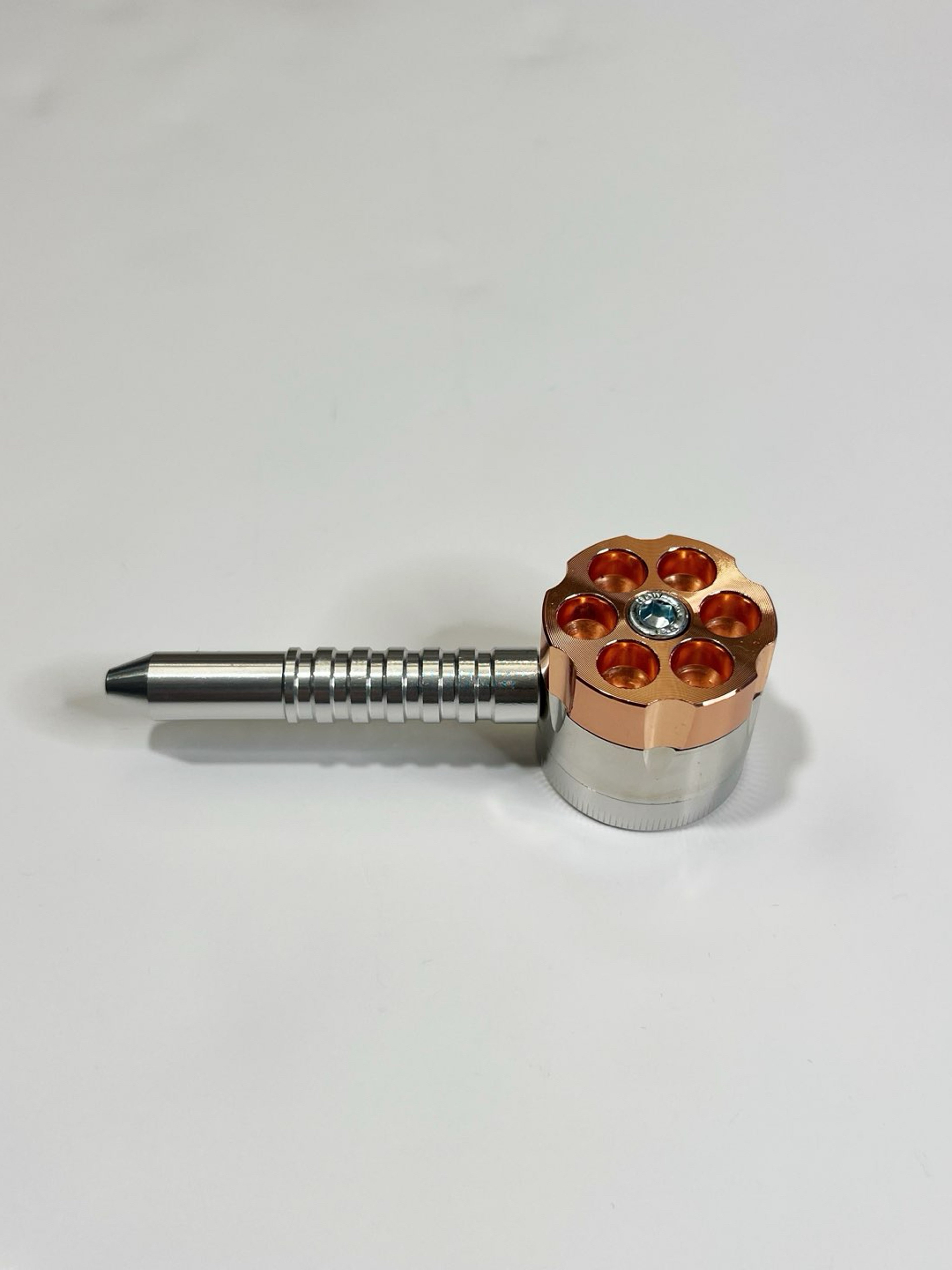 Preview pic of 4.5" Metal Revolver Tobacco Pipe w/ Grinder