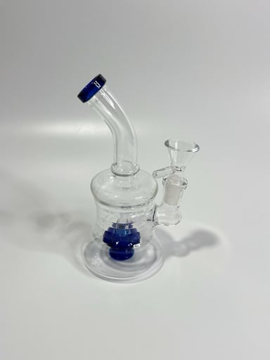 Preview pic of 7" Mini Glass Jammer Water Pipe Clear Blue w/ Bowl