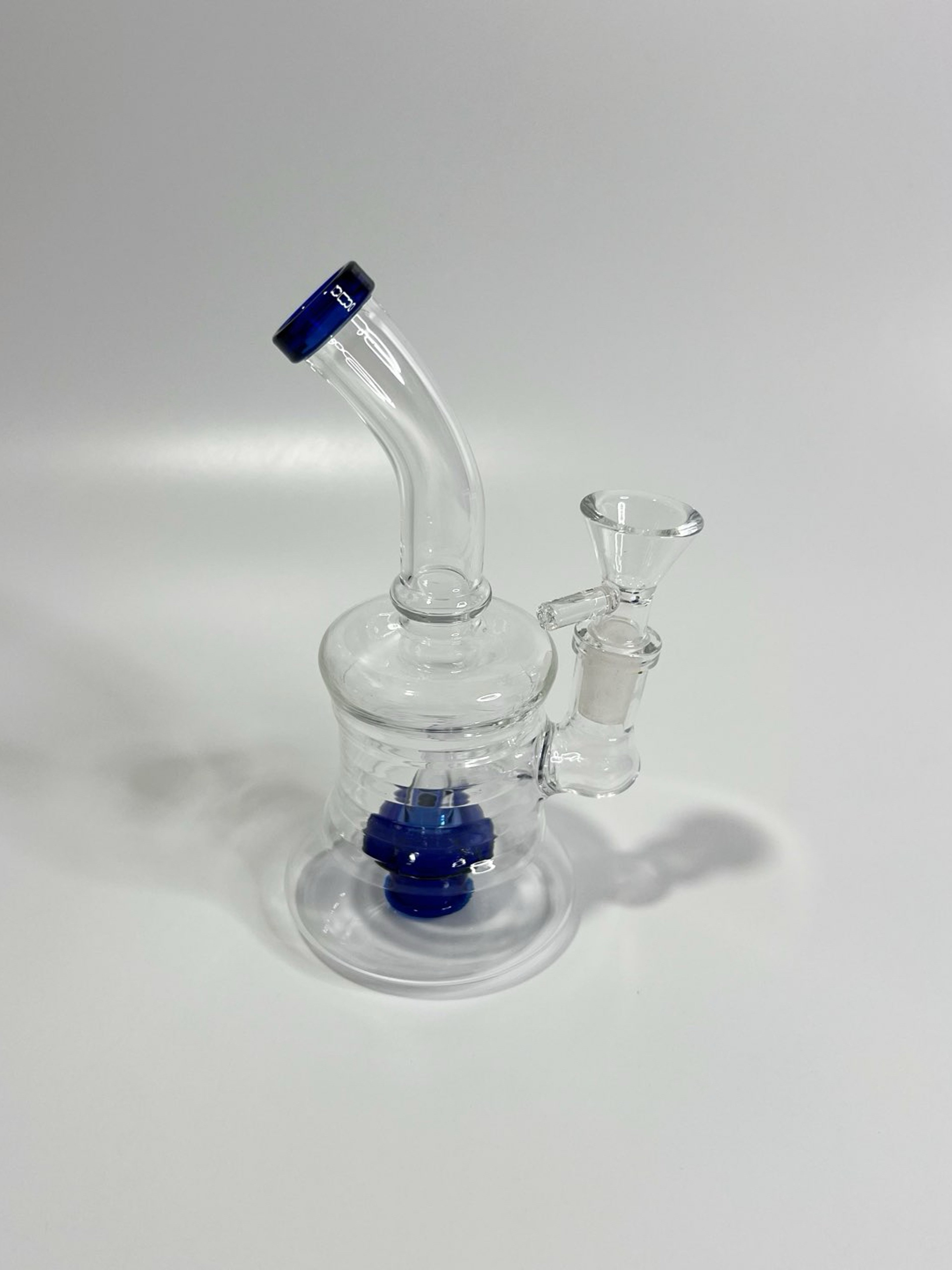 Preview pic of 7" Mini Glass Jammer Water Pipe Clear Blue w/ Bowl