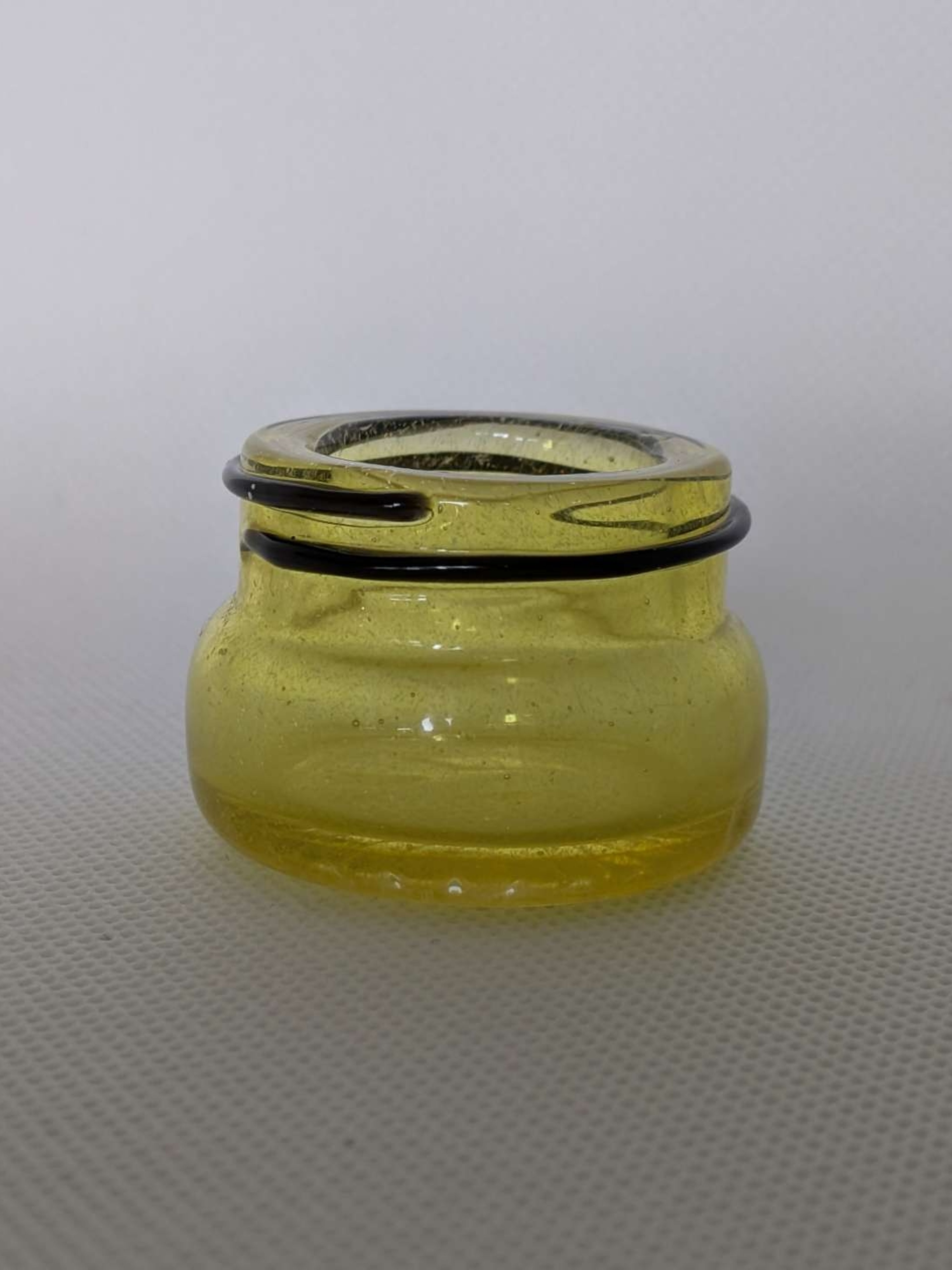 Preview pic of Empty1 Glass — Citrine Yellow UV Reactive 1/2 oz Baller Jar w/ Metal Lid