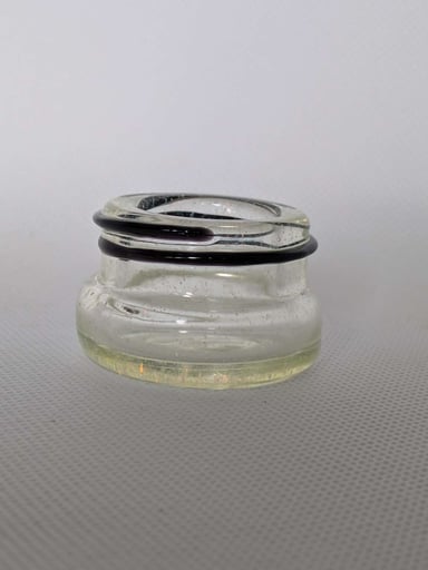 Preview pic of Empty1 Glass — Clear Crushed Opal 1/2 oz Baller Jar w/ Metal Lid