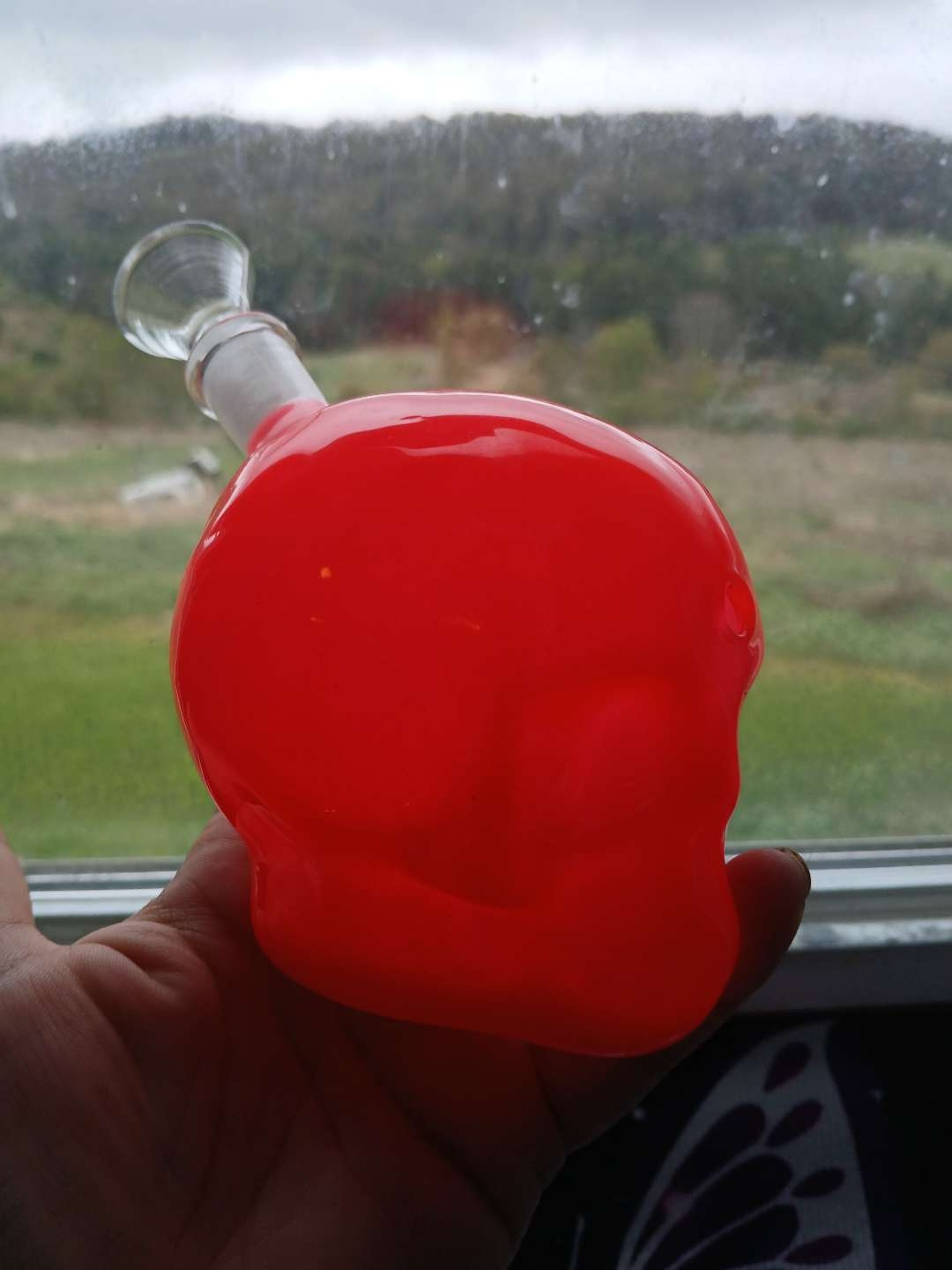 Orange glow skull dry bong image 0
