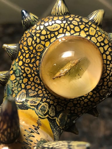 Preview pic of Paul Taylor x RASSY Glass large Triceratops head pendant