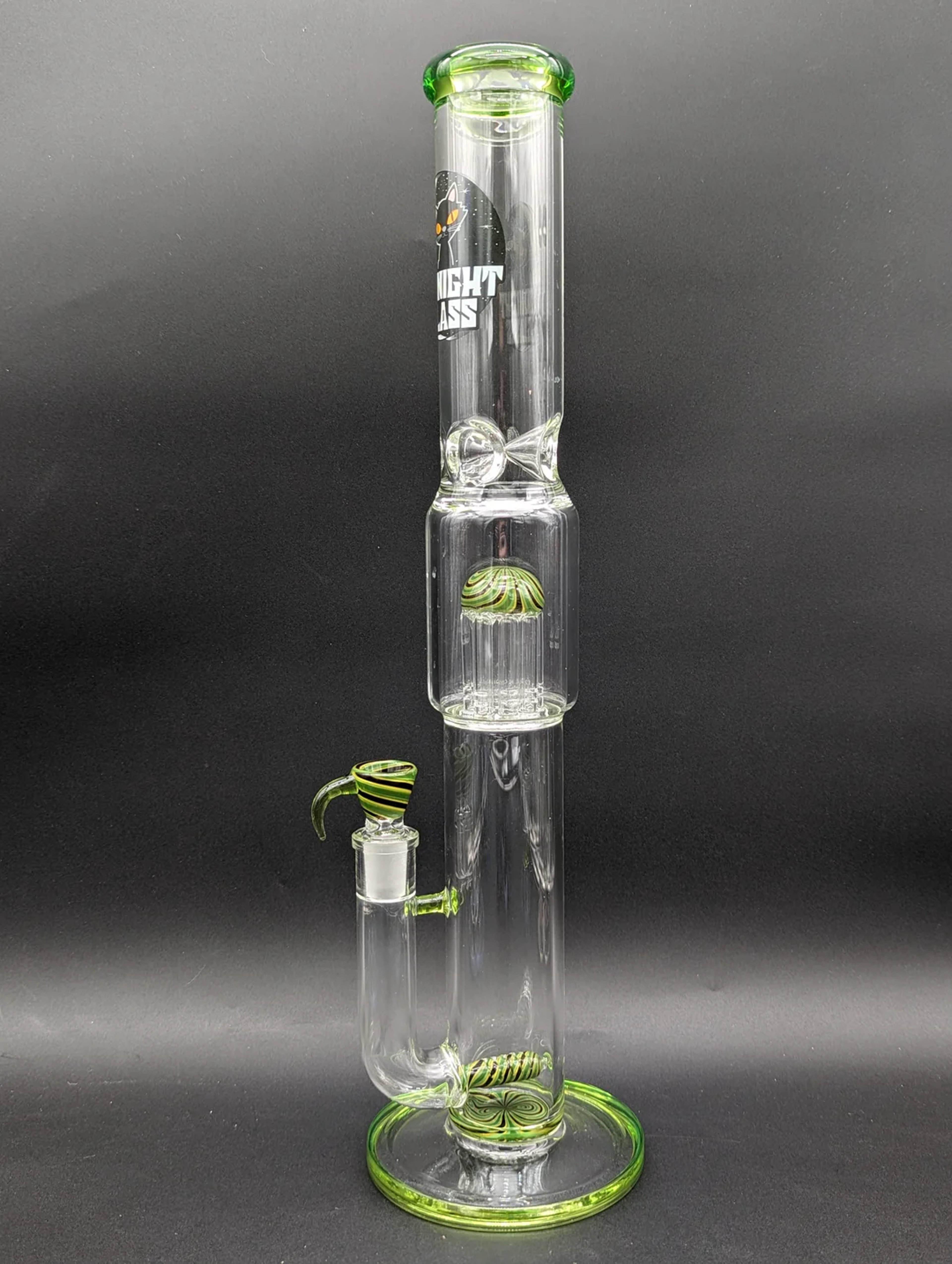 Preview pic of MIDNIGHT GLASS 18" WORKED DUAL PERC BONG