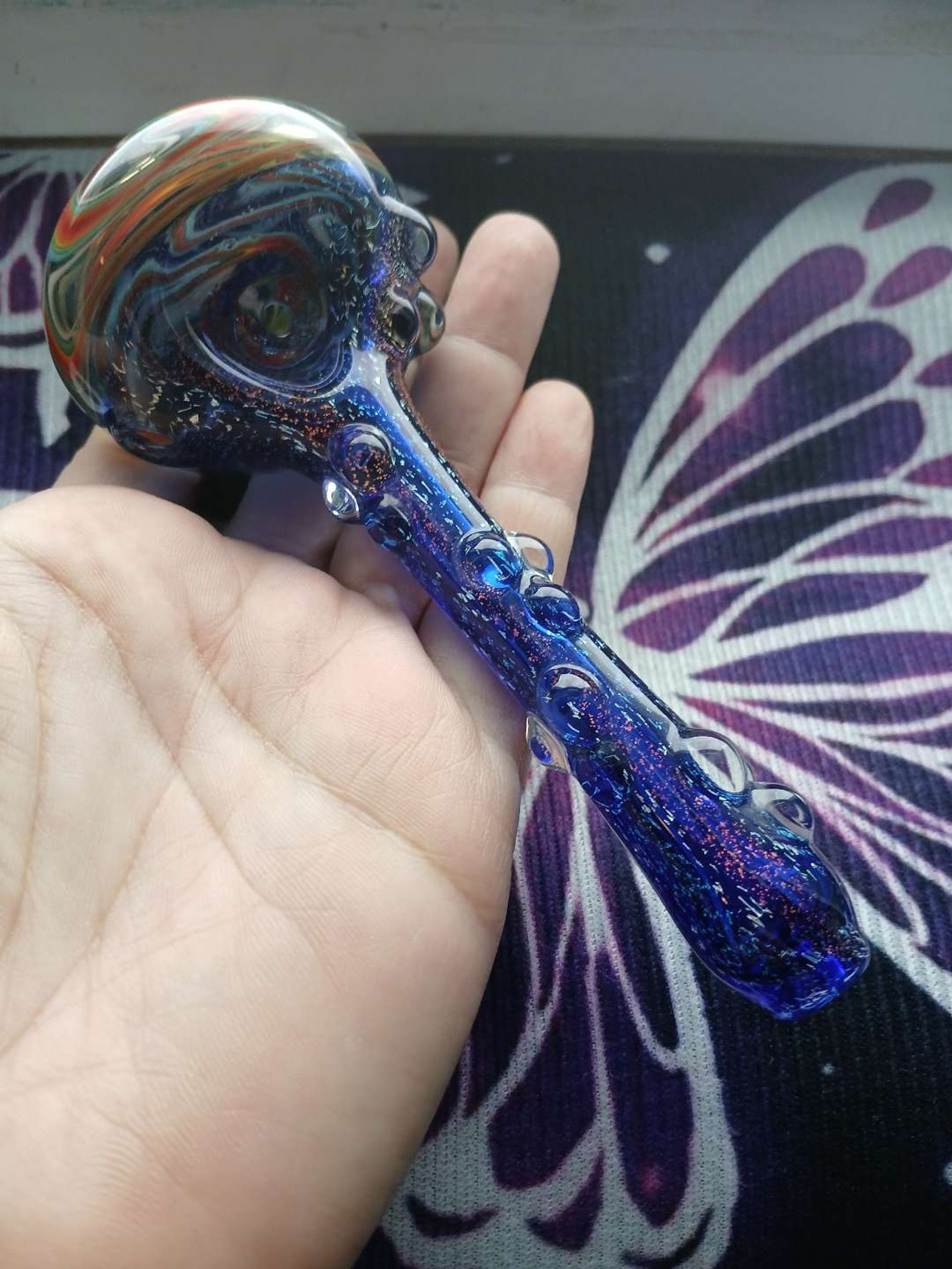2* signed purple dichro  hand pipes image 0