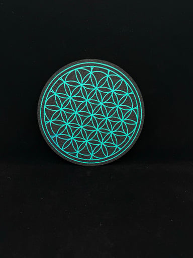 Preview pic of le100 UV Aqua Flower of Life 8” Round Mat by Moodmat